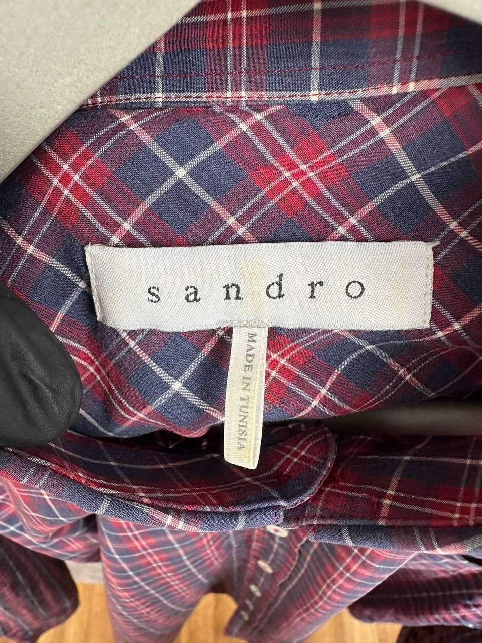 Sandro Sandro Paris Check Button-Down Button Shirt Slim Fit LS Size US XL / EU 56 / 4 - 12 Thumbnail