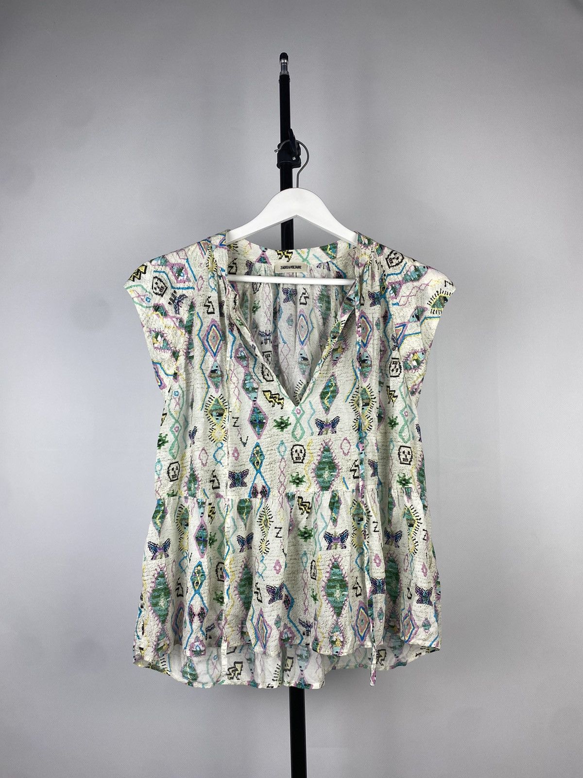 Designer × Zadig & Voltaire Zadig&Voltaire Monogram Graphic Print Blouse Size L / US 10 / IT 46 - 1 Thumbnail
