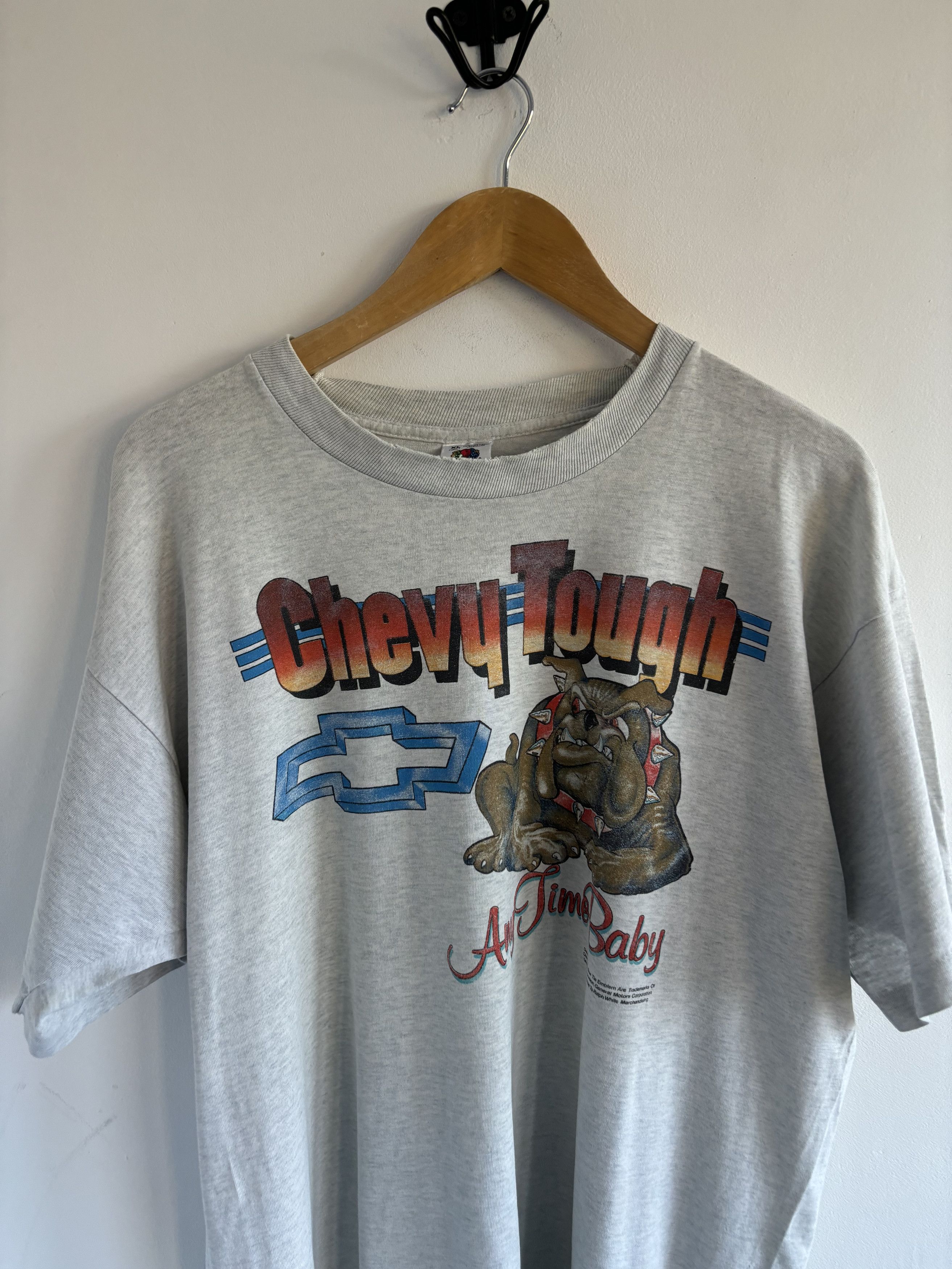 Chevrolet × Fruit Of The Loom × Vintage Vintage 1990 Chevy Tough Bulldog Tee Size US L / EU 52-54 / 3 - 2 Thumbnail