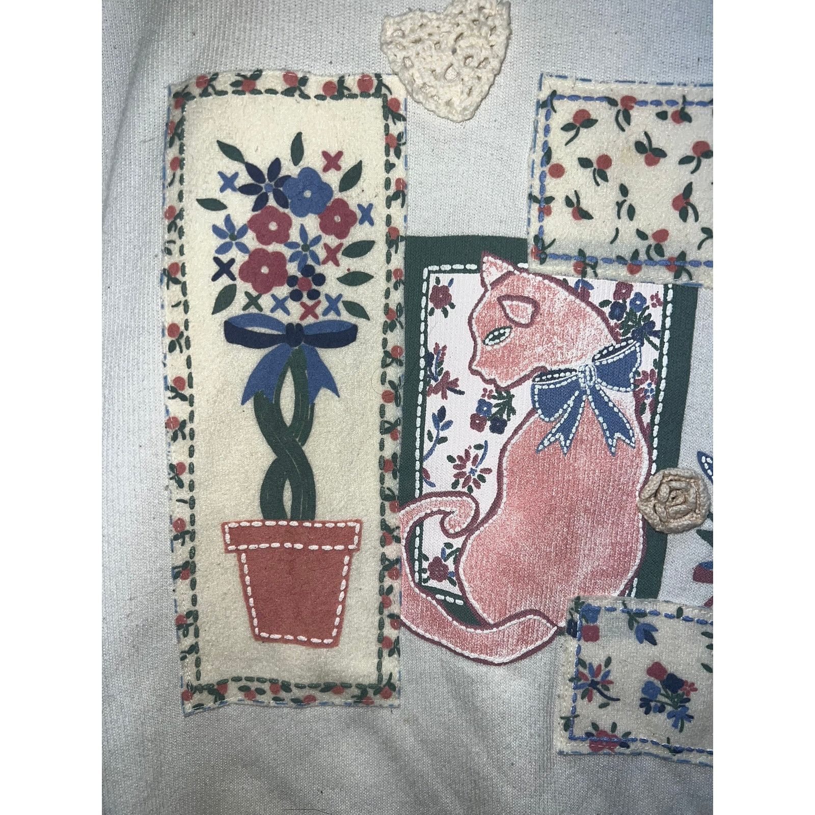 Vintage Womens Vintage Cat Sweatshirt Crewneck Teddi Pink Art VTG M Size M / US 6-8 / IT 42-44 - 3 Thumbnail