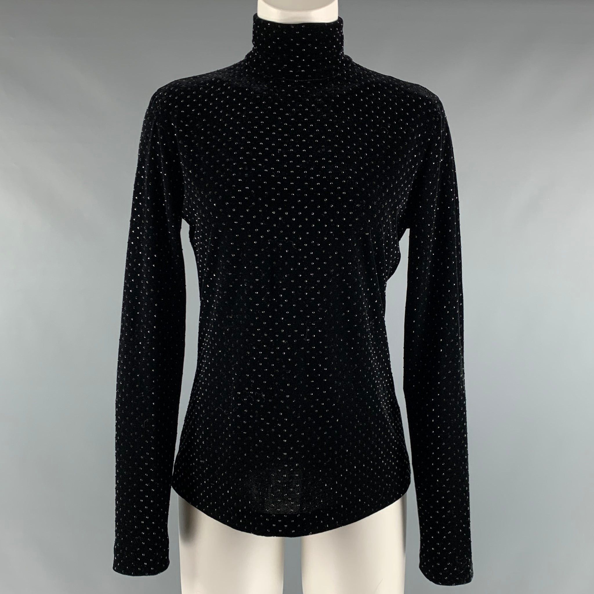 image of Akris Black Polyester Beaded Turtleneck Dress Top, Women's (Size Medium)