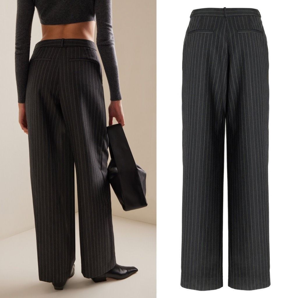 Jonathan Simkhai NEW SIMKHAI Trouser Pants Overlap Pinstripe Pants Gray Size Size 30" / US 8 / IT 44 - 8 Thumbnail