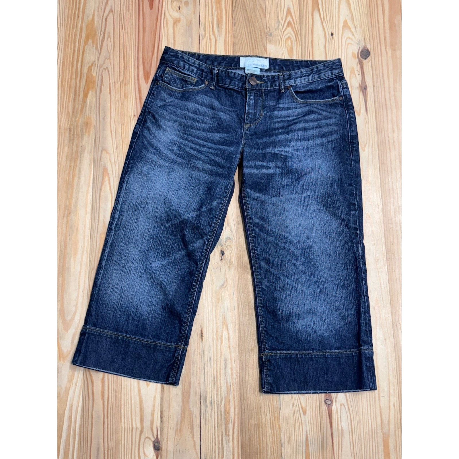 Maurice Lacroix Maurices Women's Crop Blue Denim Jeans Basket Weave Sz 7/8 Size 30" / US 8 / IT 44 - 1 Thumbnail
