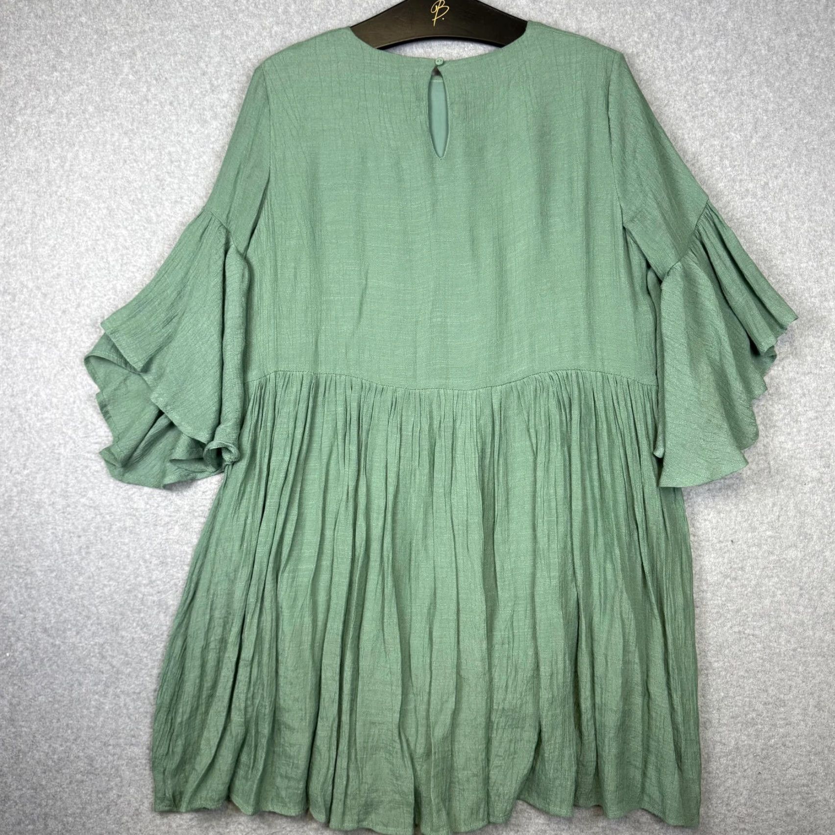 Bell Umgee Dress Shirt Bell Sleeve Mini Green Embroidered Boho Bliss Women M Green Boho Womens Dress M Size M / US 6-8 / IT 42-44 - 6 Thumbnail