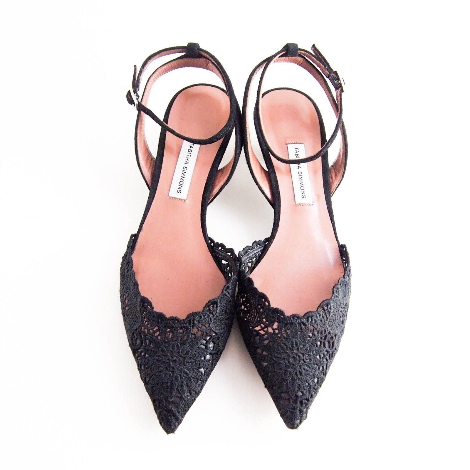 Designer Tabitha Simmons Sandals Black Lace Suede US 7 EU 37 Size US 7 / IT 37 - 3 Thumbnail