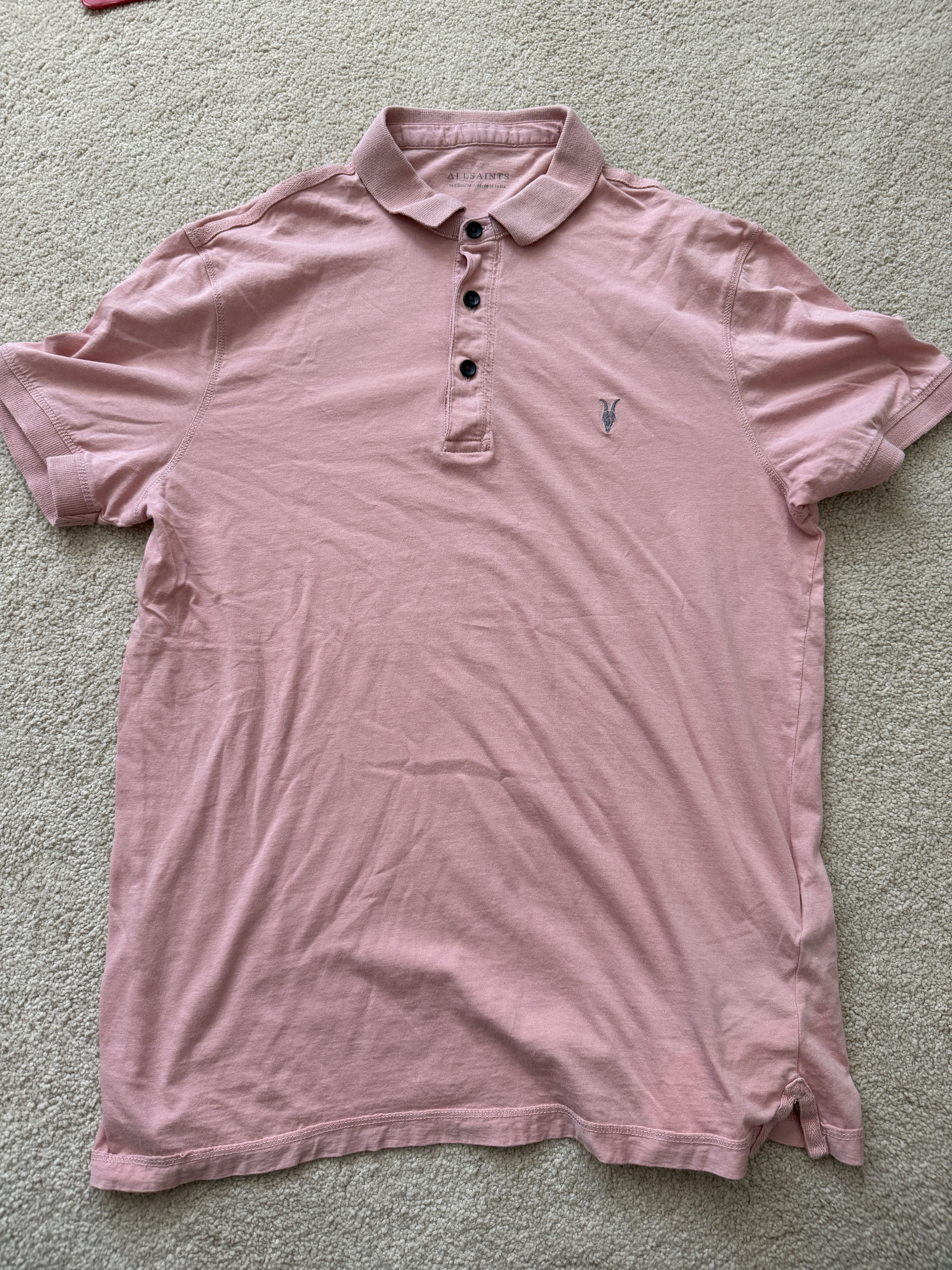 Allsaints All Saints Mens Medium Short Sleeve Pink Polo Size US XS / EU 42 / 0 - 1 Thumbnail