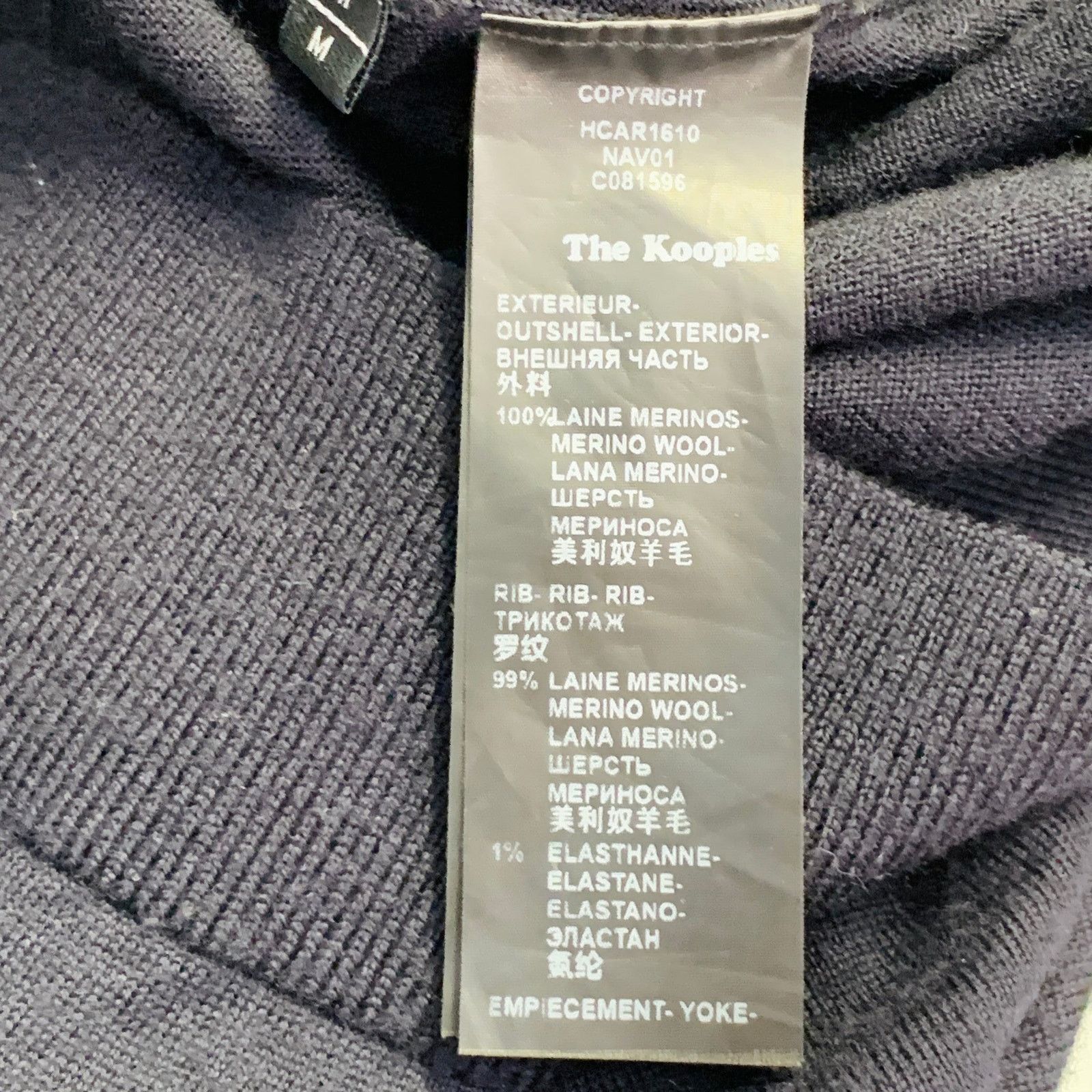 The Kooples Size M Navy Black Merino Wool Skull Buttons V-Neck Cardigan Size M / US 6-8 / IT 42-44 - 9 Thumbnail