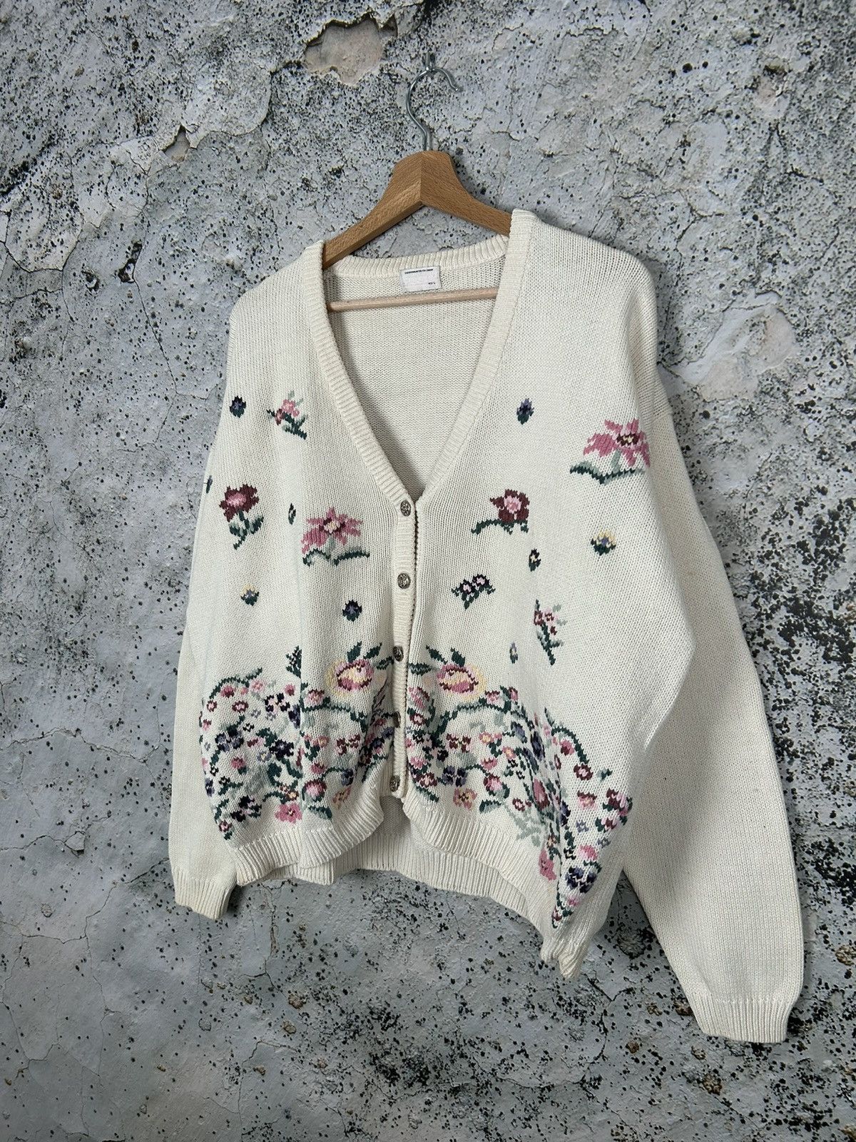 Japanese Brand Vintage Cardigan Sweater Avant Garde Japanese Flowers 90s Size US L / EU 52-54 / 3 - 2 Thumbnail