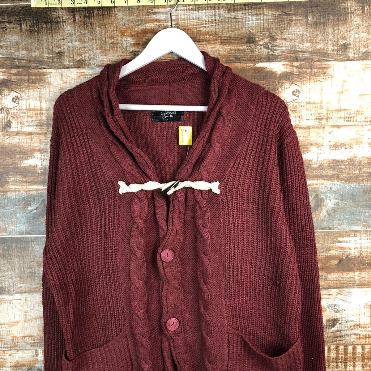 Japanese Brand Geleone original made Maroon Cardigan Knitwear #A1256 Size US L / EU 52-54 / 3 - 5 Thumbnail