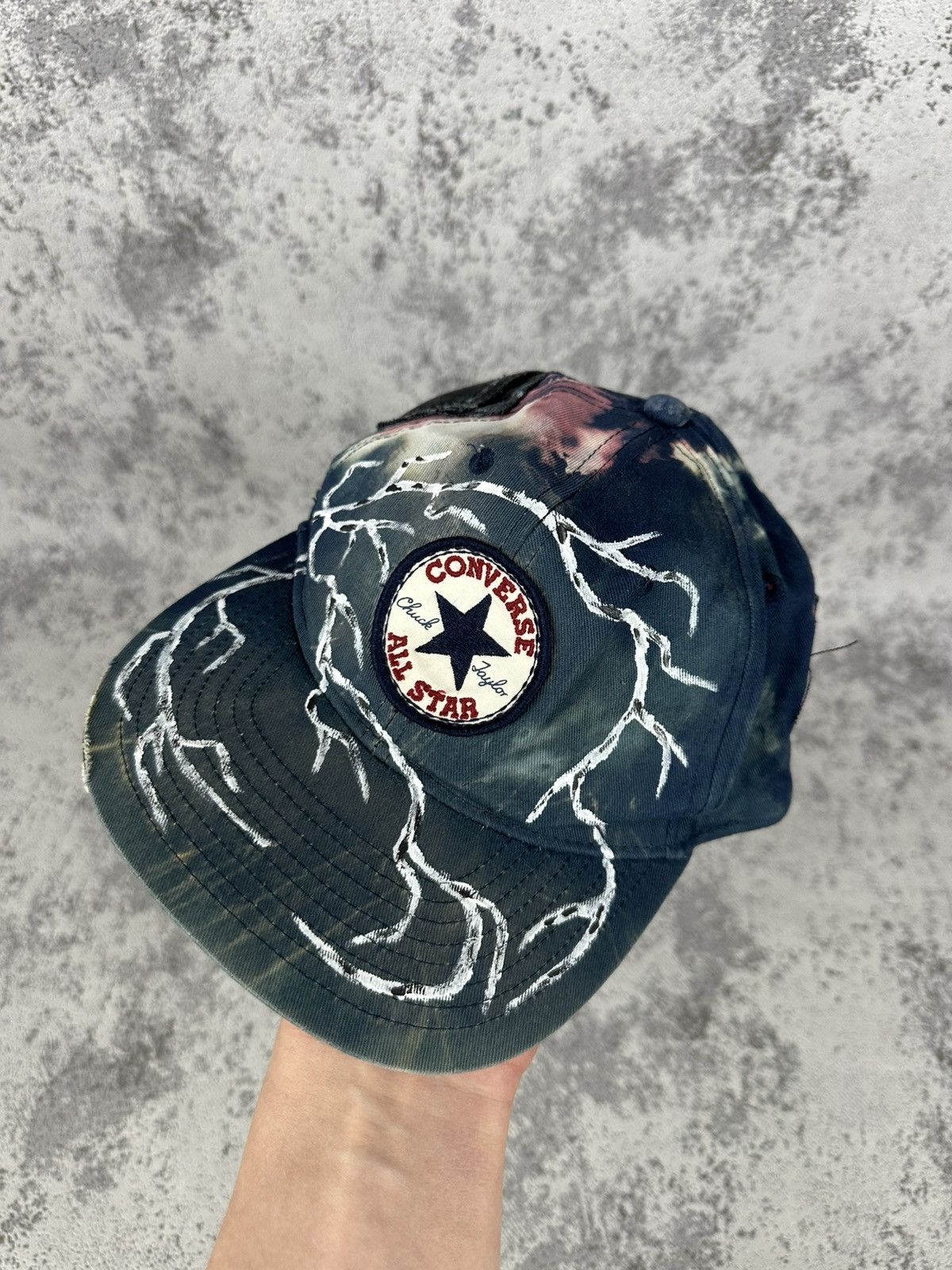 Converse Custom Distressed Converse Cap Bleach Tie-Dye Lightning Size 26 - 1 Thumbnail
