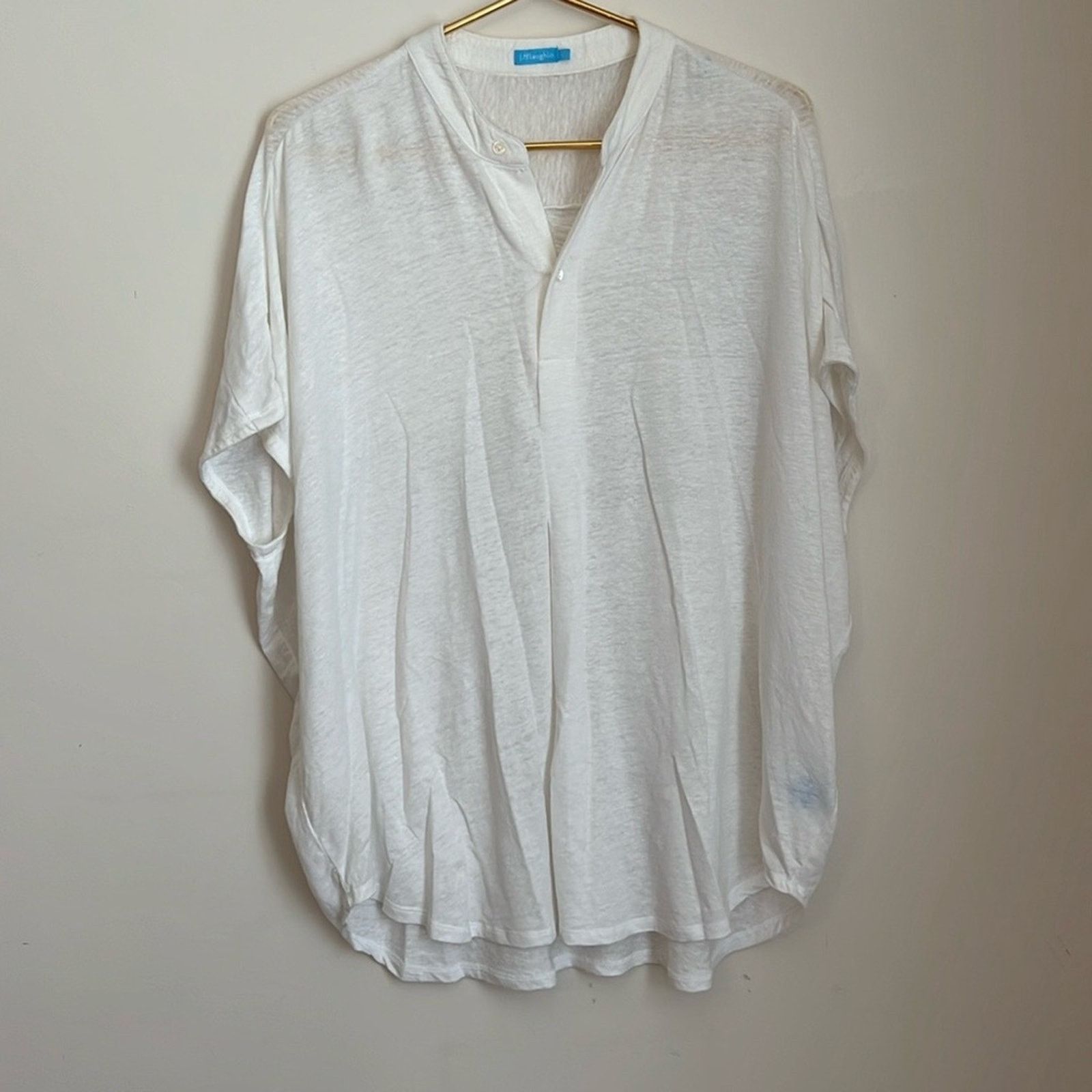 J.McLaughlin J. McLaughlin White Linen Sleeveless Oversized Top Size L / US 10 / IT 46 - 9 Thumbnail