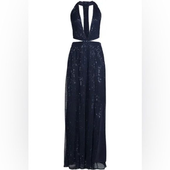 Ramy Brook RAMY BROOK halter neck cutout maxi sequin dress blue gown 8 Size M / US 6-8 / IT 42-44 - 3 Thumbnail