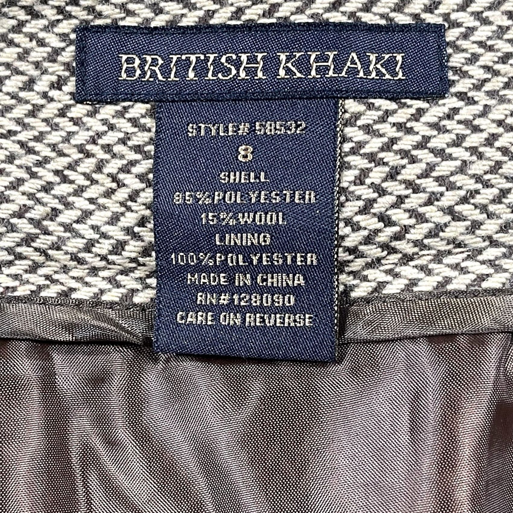 Vintage British Khaki Skirt Women's 8 Wool Blend Straight Pencil Lined Above Knee 58532 Size 30" / US 8 / IT 44 - 7 Thumbnail