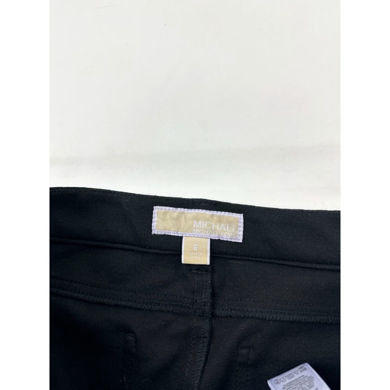 Michael Kors Michael Kors Pants Womens 6 Black Stretch Formal Ankle Skinny Mid Rise Button Pockets Solid Polyester Casual Office Womens Size 28" / US 6 / IT 42 - 4 Thumbnail