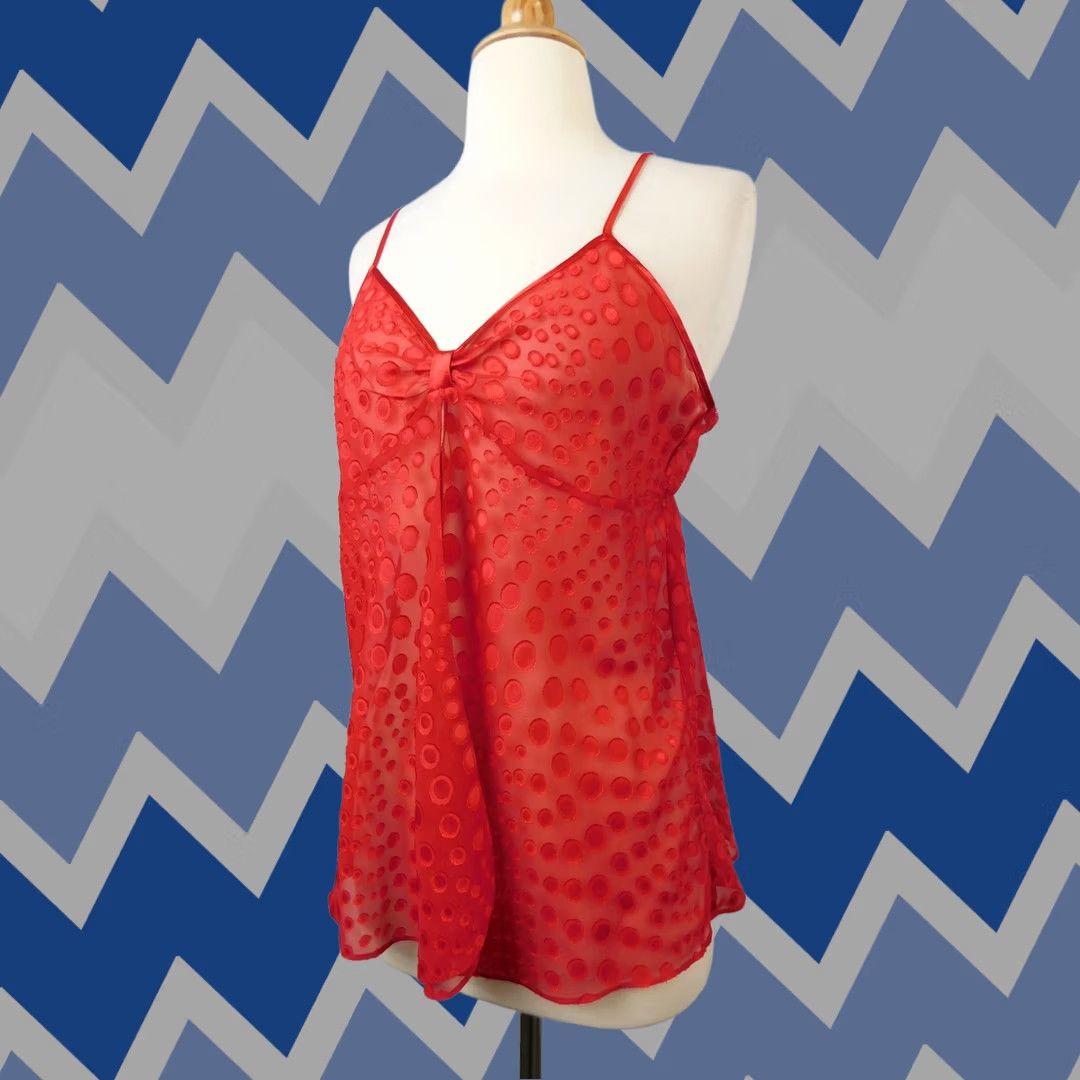 Vintage VINTAGE Cinema Etoile Cami Shirt Womens Small Red 90s Lace Spaghetti Strap V-Neck Sleeveless Size ONE SIZE - 1 Thumbnail
