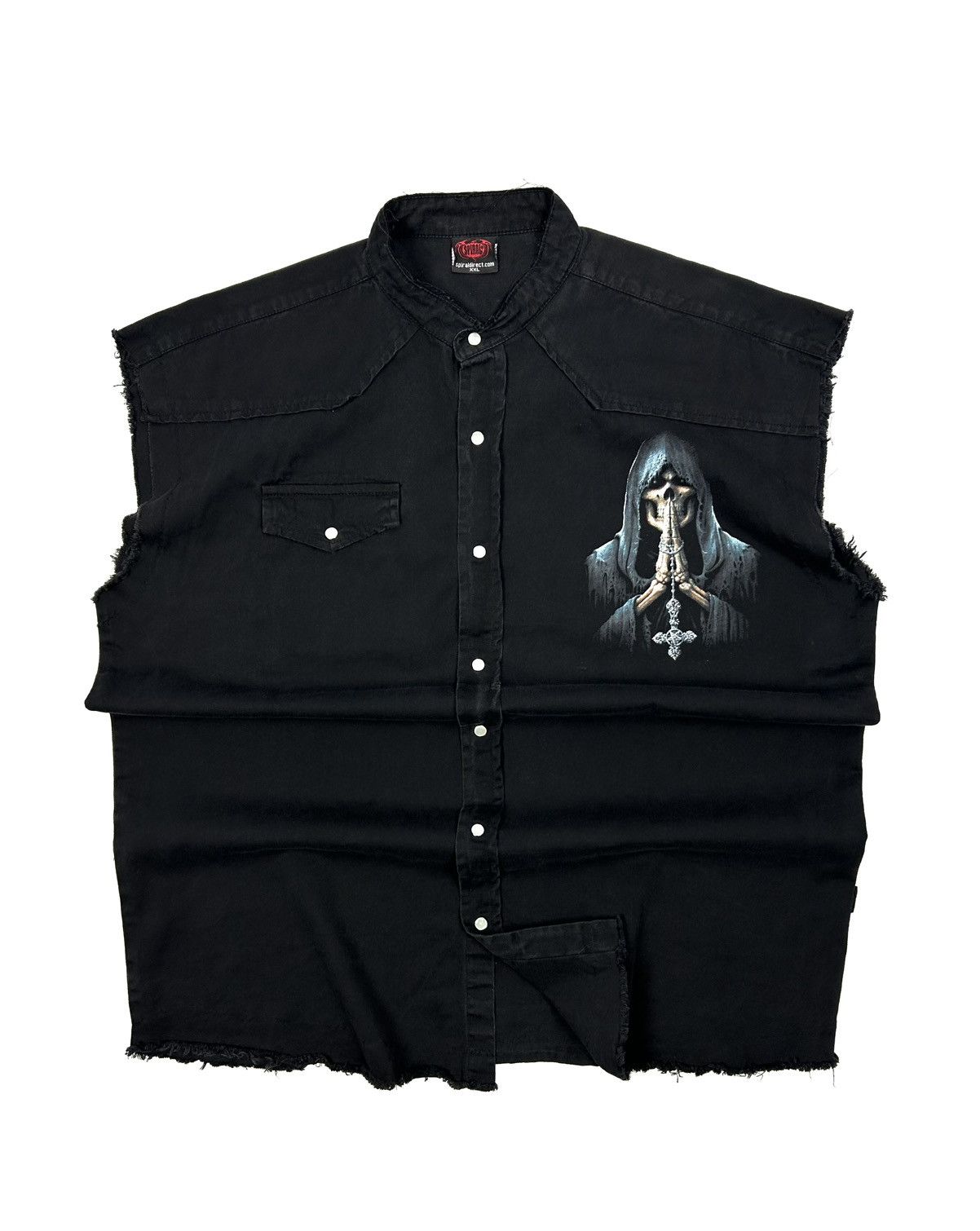 Band Tees Vintage Spiral Black Denim Vest Death Graphic Skull XXL Y2K Size US XXL / EU 58 / 5 - 1 Thumbnail