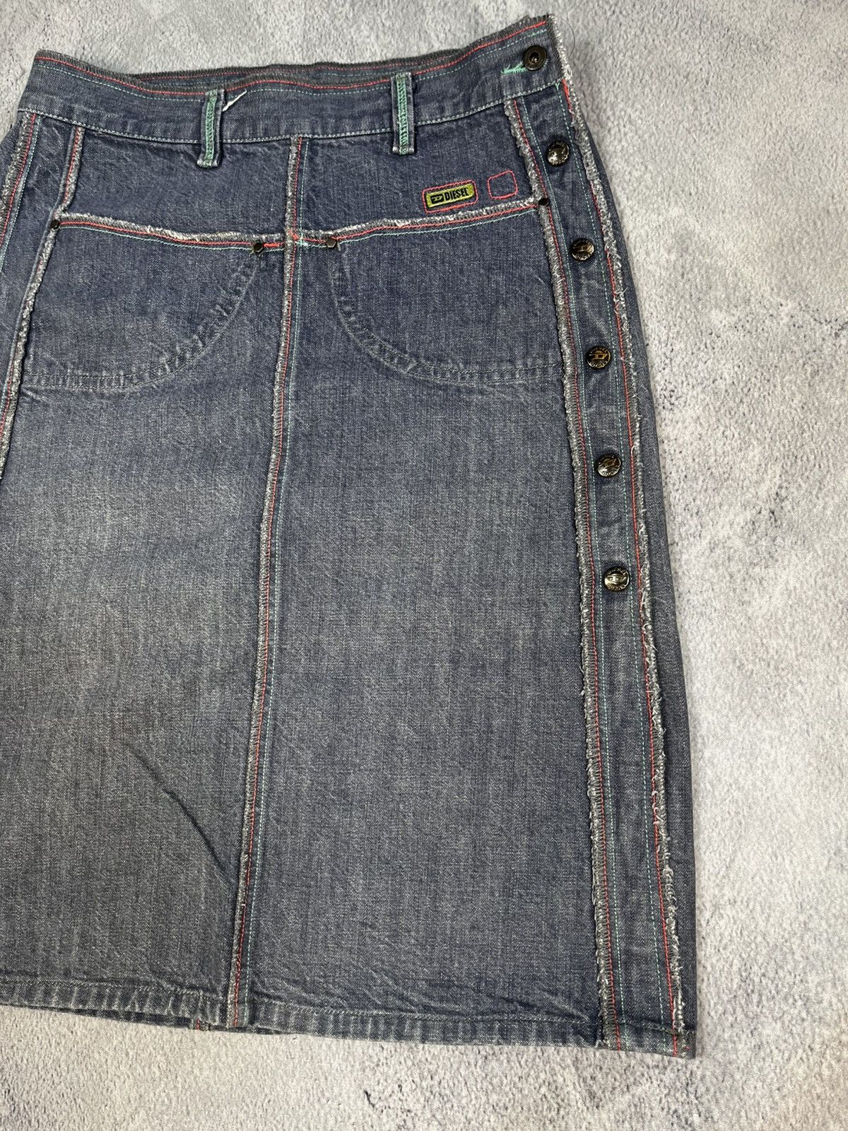Diesel Vintage Y2K Diesel patchwork button ups midi skirt Japanese Size 26" / US 2 / IT 38 - 4 Thumbnail