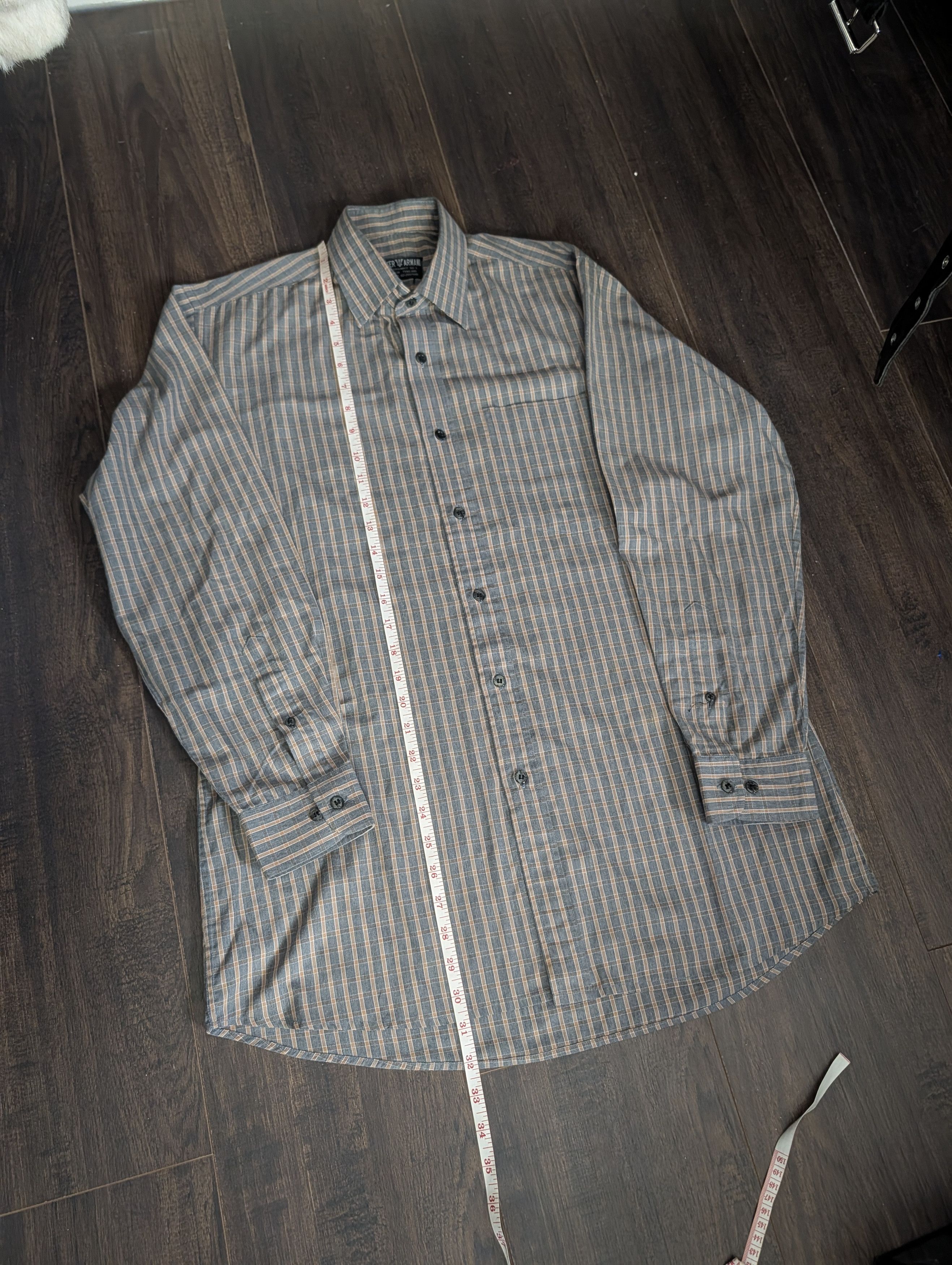 Armani PETER ARMANI Bespoke gray/orange plaid mens dress shirt Size US M / EU 48-50 / 2 - 12 Thumbnail
