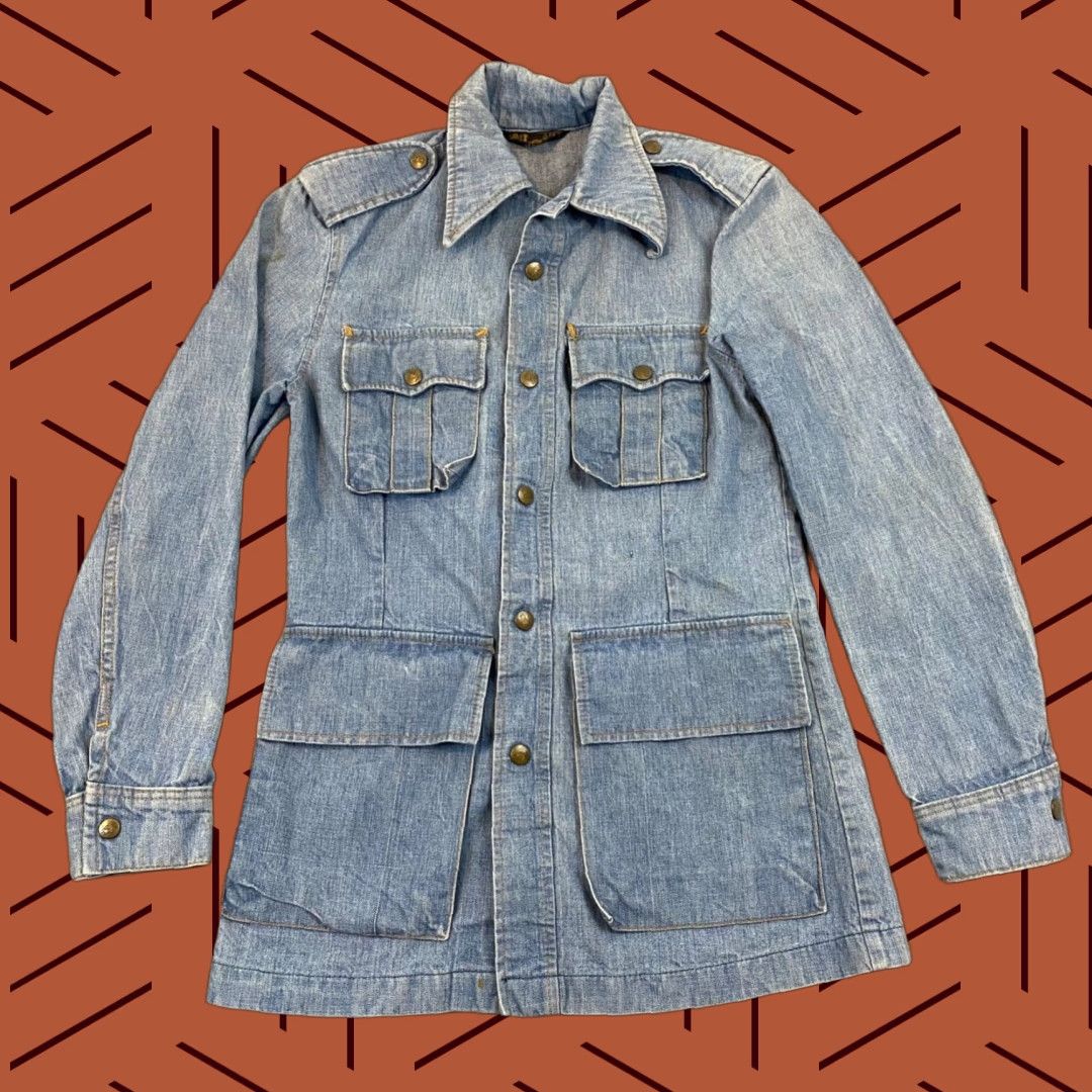 Lee VINTAGE Lee Storm Rider Women S-M Blue Cargo Denim Military Epaulet Snap USA 70s Size S / US 4 / IT 40 - 1 Thumbnail