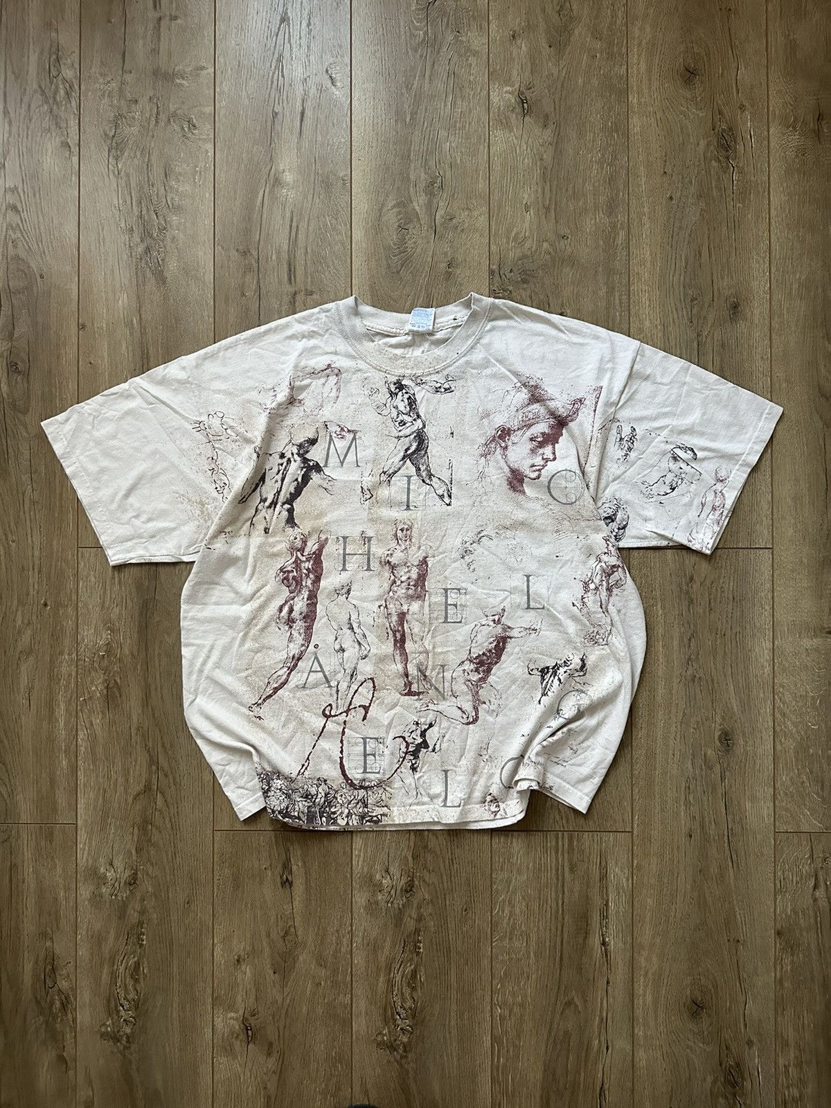Vintage Michelangelo Full Printed Logo Tee Size US XXL / EU 58 / 5 - 1 Thumbnail