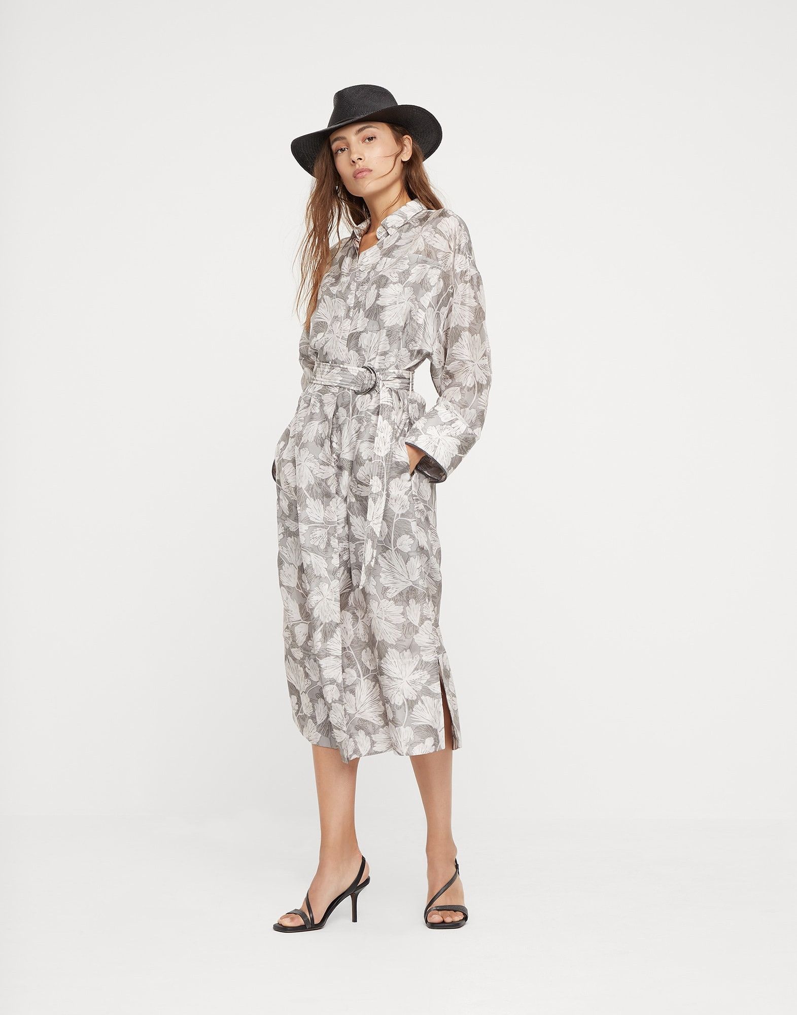 Brunello Cucinelli o1la1rc1a0325 Dress in Grey/White Size S / US 4 / IT 40 - 1 Thumbnail