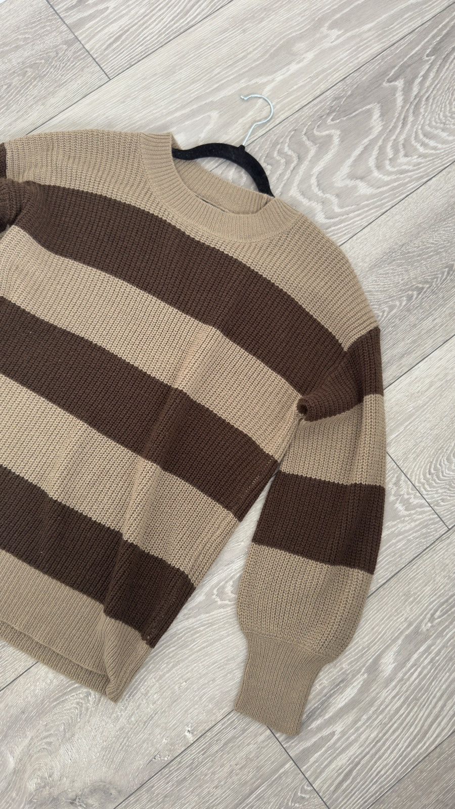 Fashion Nova Fashion Nova Brown and Beige Striped Knit Sweater Size L / US 10 / IT 46 - 3 Thumbnail