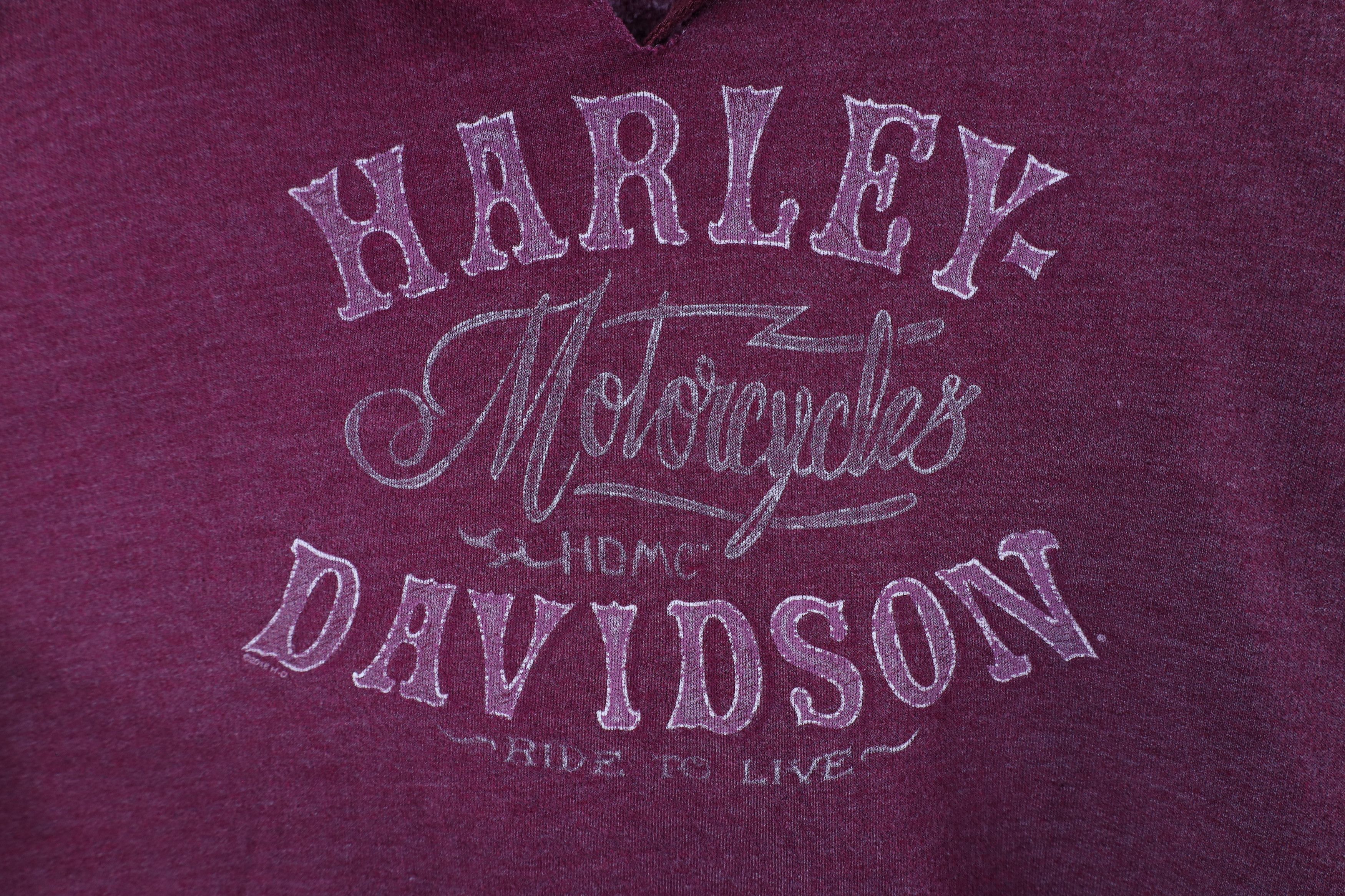 Harley Davidson × Vintage Y2K Harley Davidson Out Rose Flower Heart Hoodie Purple Size XL / US 12-14 / IT 48-50 - 5 Thumbnail