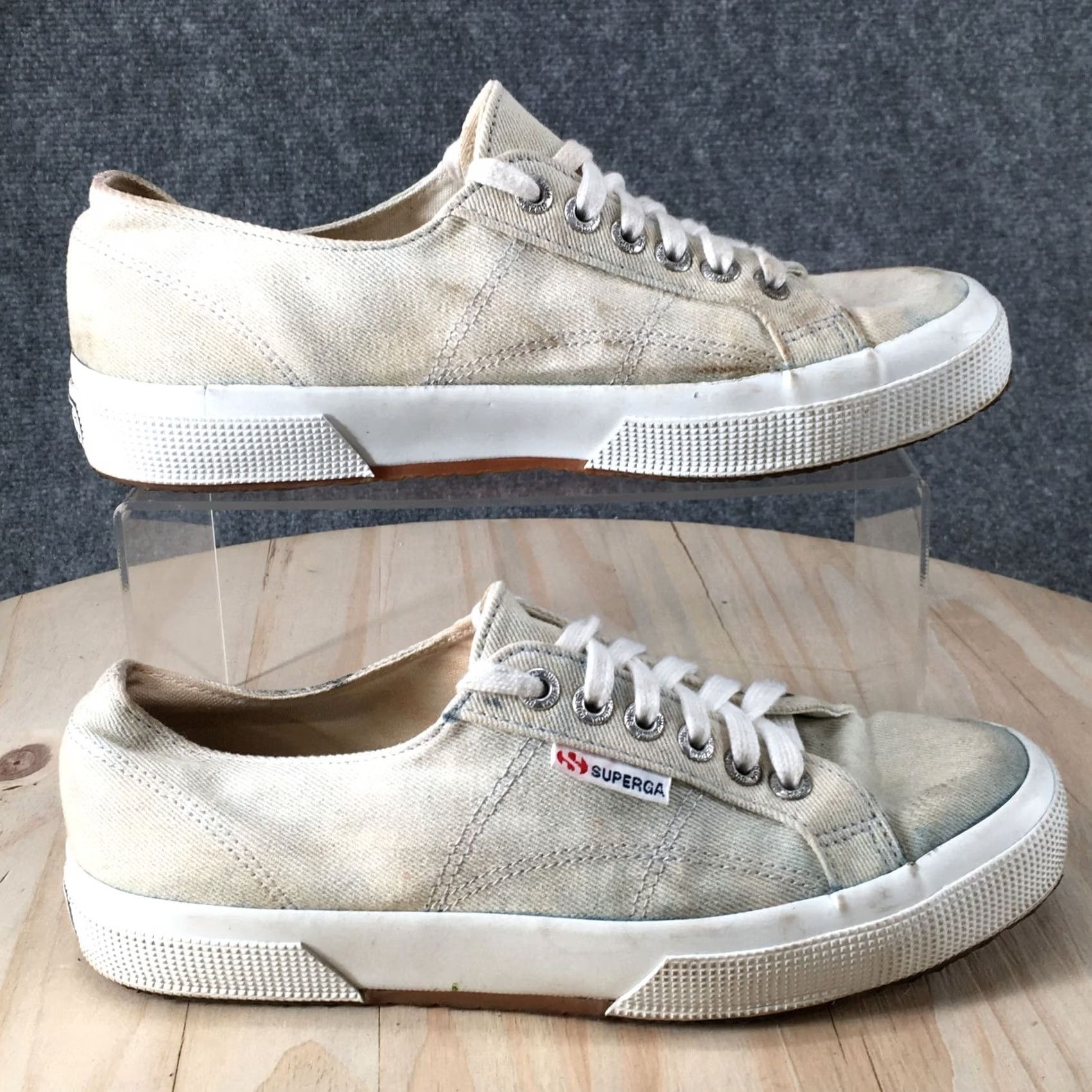 Superga Superga Shoes Womens 39 Casual Walking Sneakers Beige Fabric Lace Up Low Top Size M / US 6-8 / IT 42-44 - 2 Thumbnail
