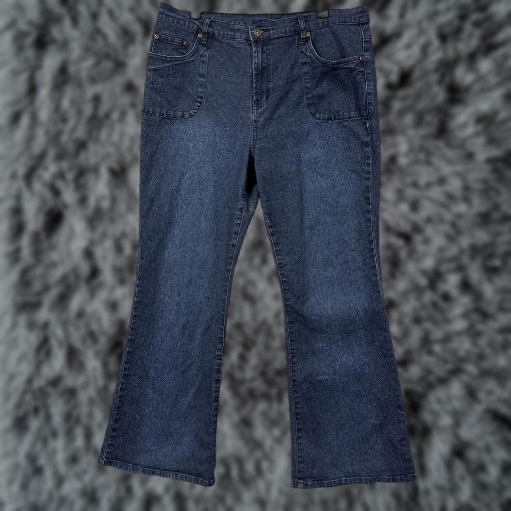 Denime DG2 by Diane Gilman Jeans Women 12 Bootcut Denim Dark Wash High Rise Stretch 5-Pocket Blue 34x30.5 Size 34" / US 12 / IT 48 - 1 Thumbnail