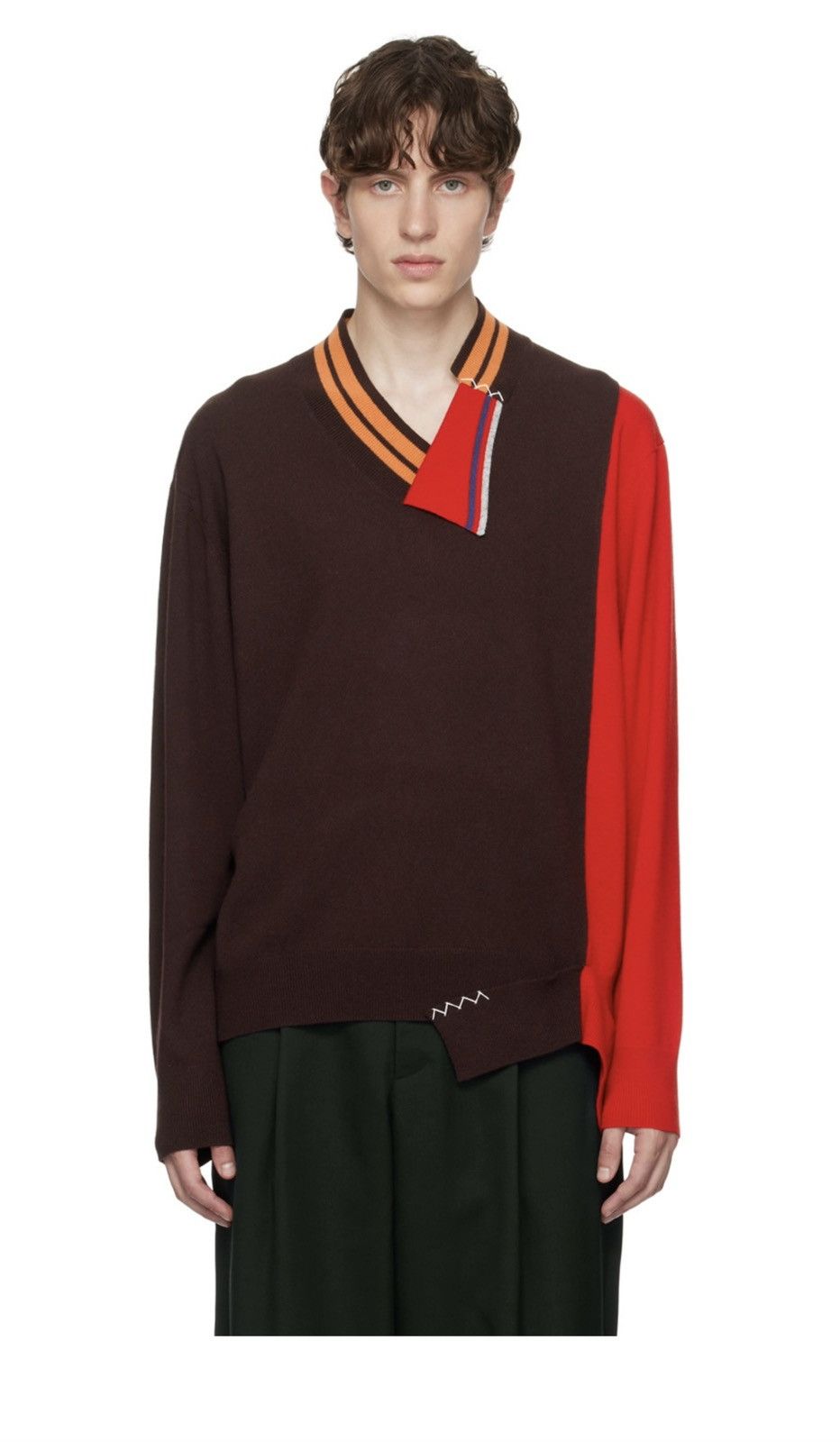 Kolor Brown & Burgundy Paneled Sweater Size US L / EU 52-54 / 3 - 2 Thumbnail