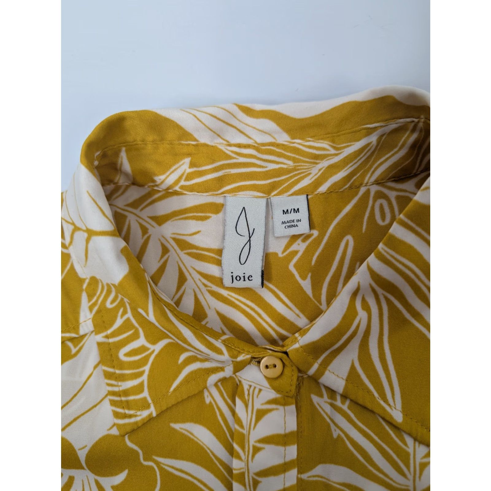 Joie JOIE Yellow Floral Sleeveless Blouse Top Medium - Tropical Button Front Collared Shirt Women's夏? Size M / US 6-8 / IT 42-44 - 5 Thumbnail