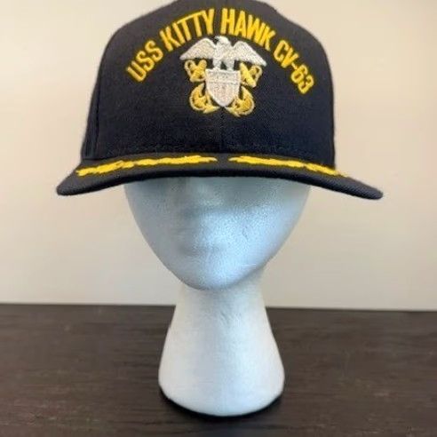 Vintage VINTAGE California Headwear Hat Navy Blue Snapback USS Kitty Hawk CV-63 Navy Blue USA Made Cap Mens Regular Adjustable 1990s"} Size ONE SIZE - 2 Thumbnail