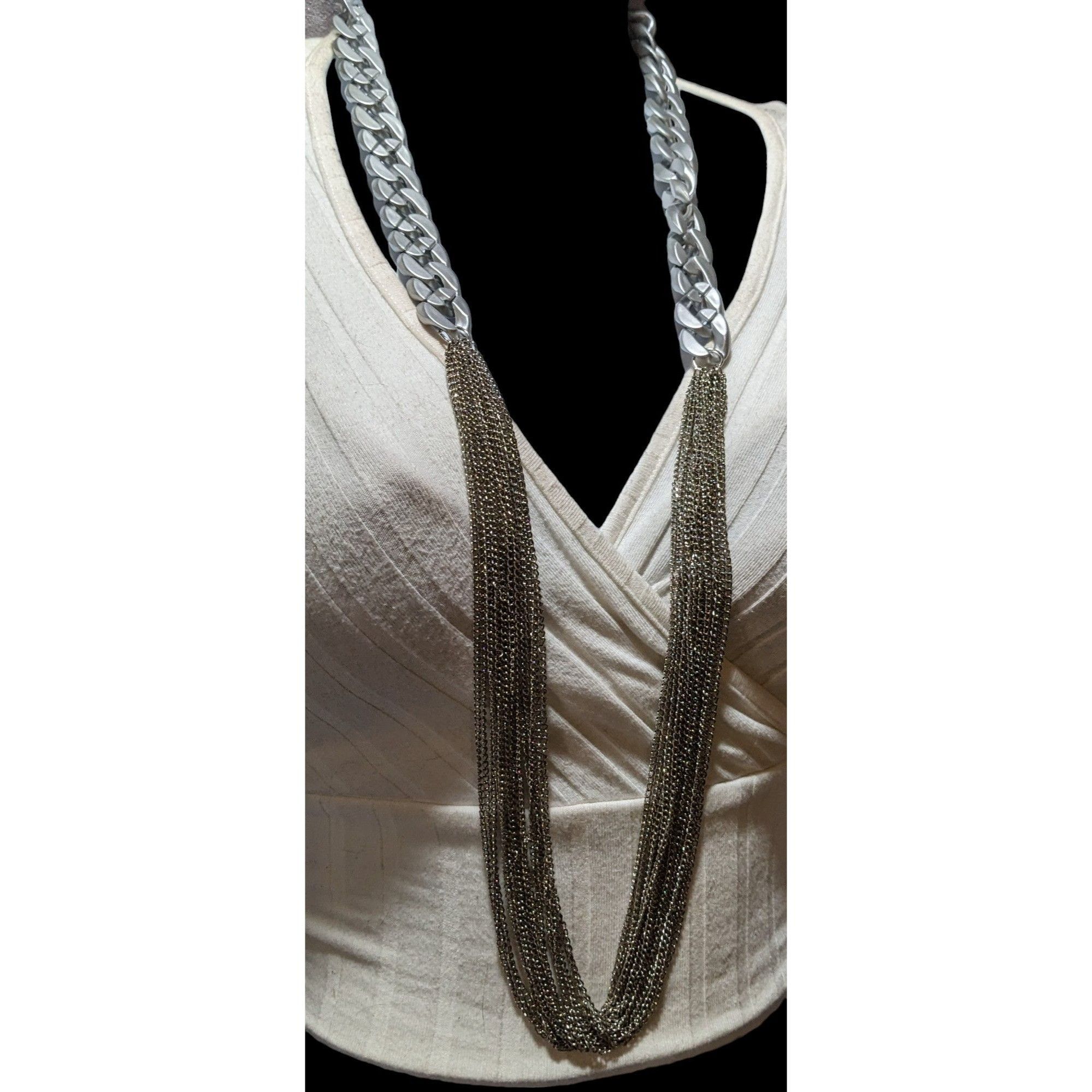 Other Silver Chain Costume Statement Necklace Size ONE SIZE - 7 Thumbnail