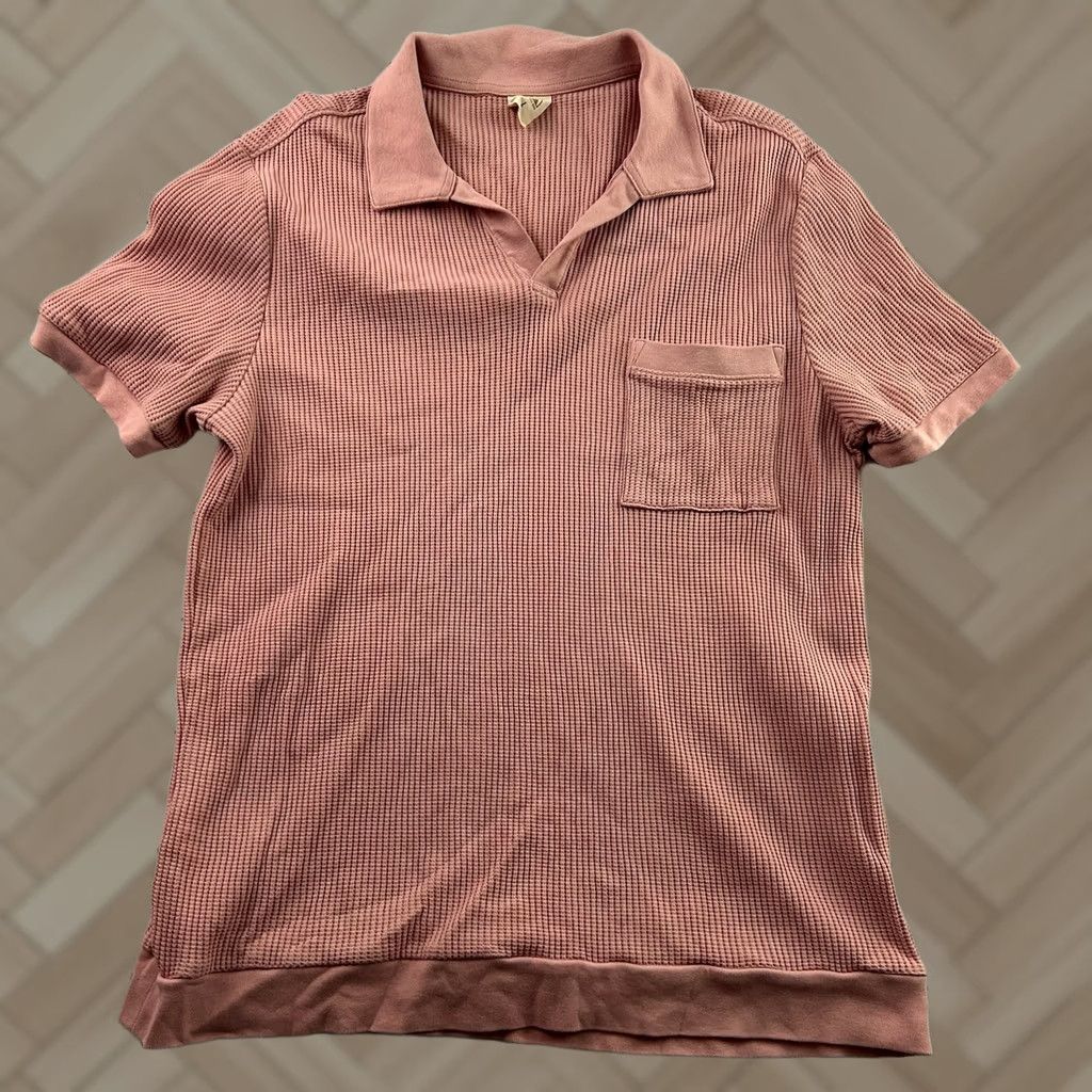 Vintage Dandy Del Mar Waffle Knit Polo Short Sleeve Shirt Mens Large Pink Size US L / EU 52-54 / 3 - 1 Thumbnail