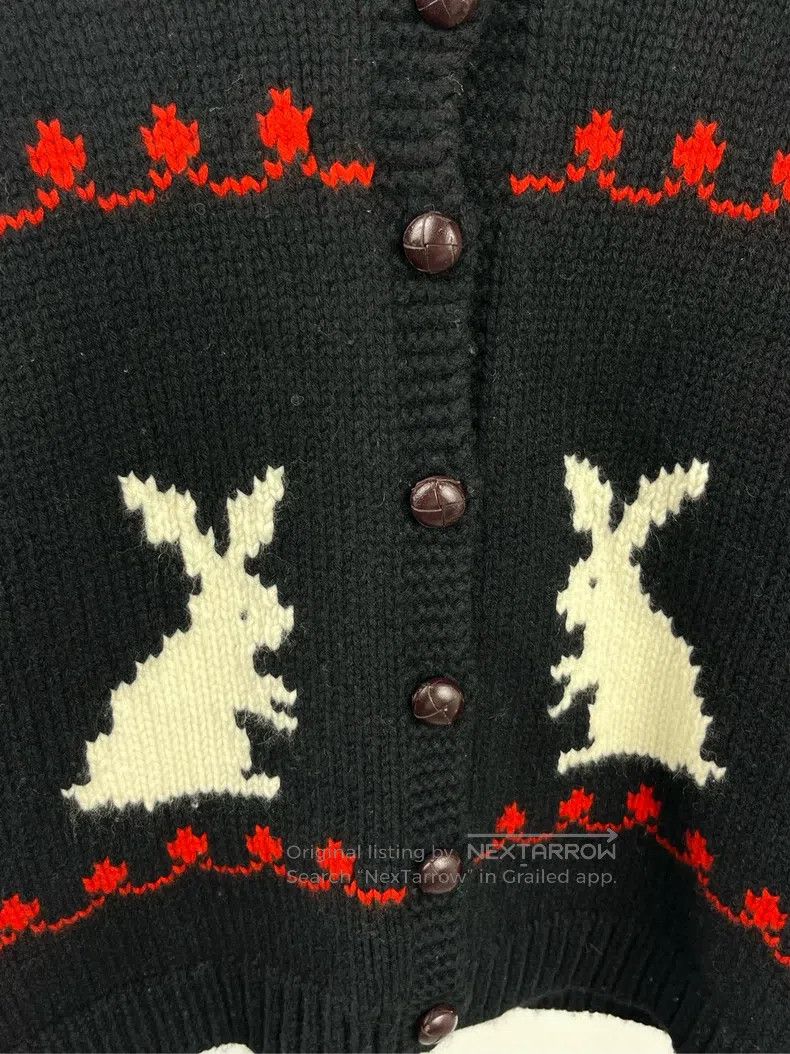 Dior Dior Black rabbit pattern lapel woollen knitted jacket Size XS / US 0-2 / IT 36-38 - 3 Thumbnail