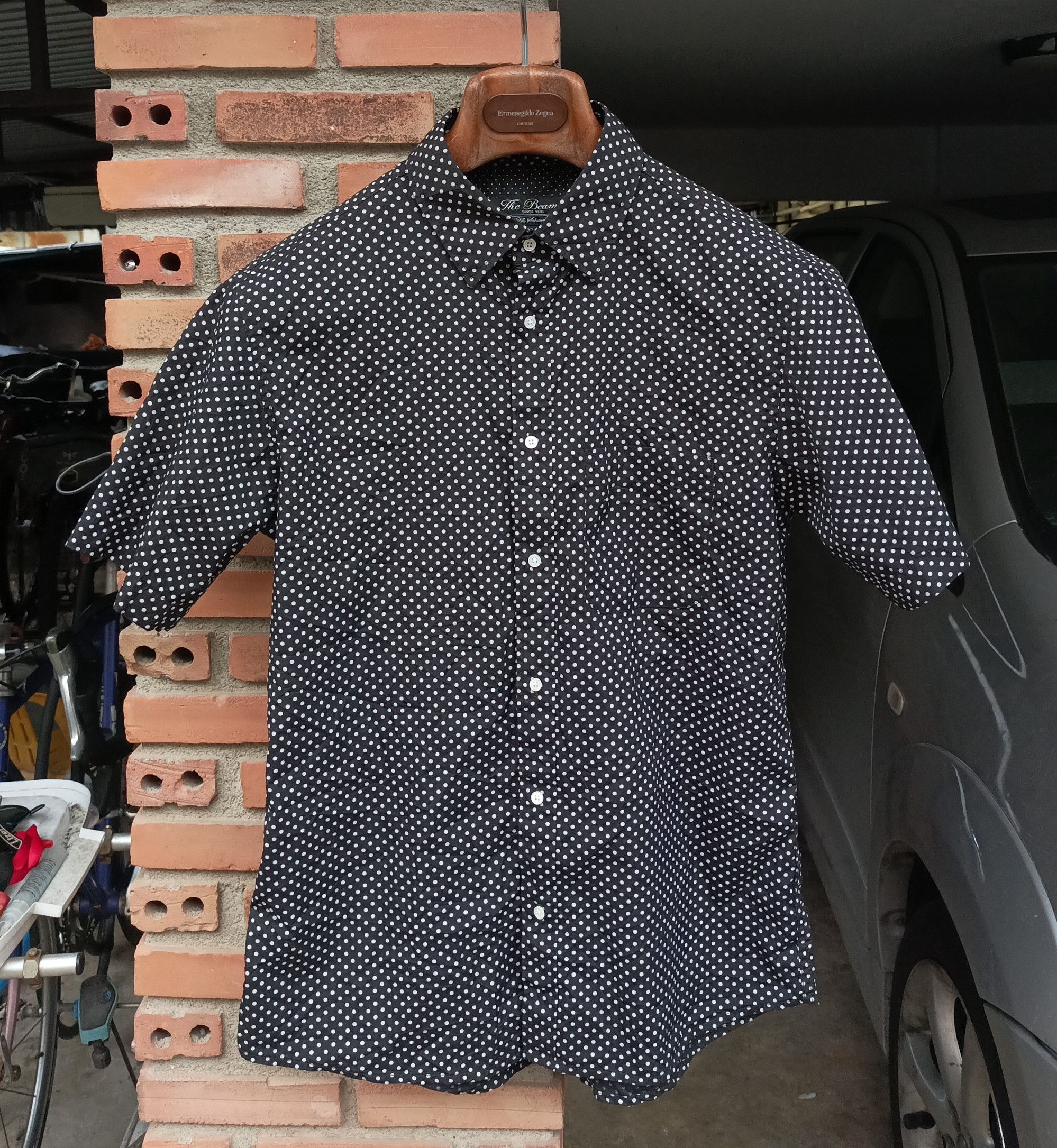 Beams Plus × Japanese Brand (S355) Beams Black White Dot Button Up Short Sleeve Shirt S Size US S / EU 44-46 / 1 - 1 Thumbnail