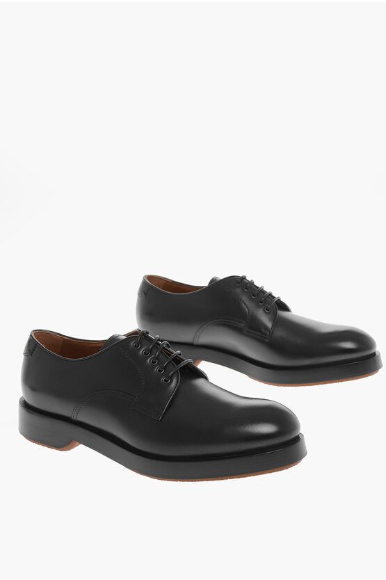 image of Ermenegildo Zegna Platform Sole Udine Leather Derby Shoes in Black, Men's (Size 11)