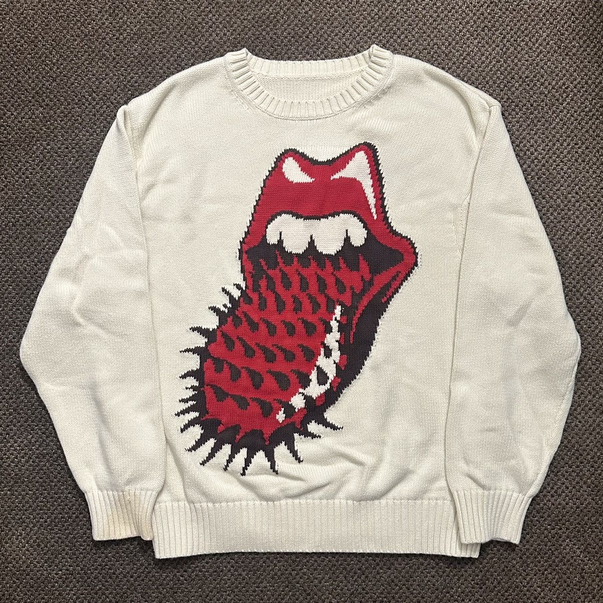 The Rolling Stones × Vintage Rolling Stones Spiked Tongue Knit Sweater Size US S / EU 44-46 / 1 - 1 Thumbnail
