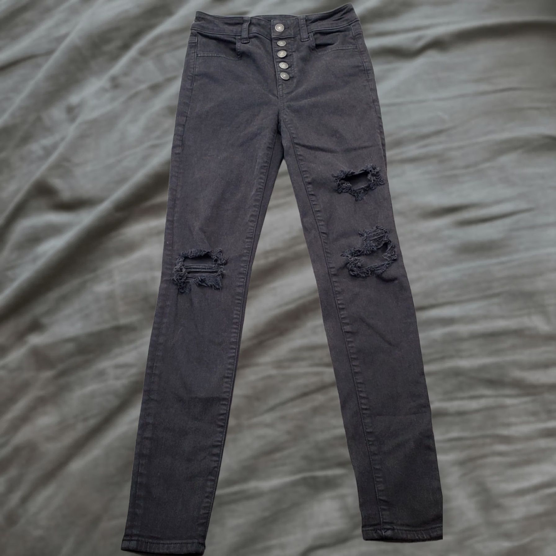 American Eagle Outfitters American Eagle Outfitters Jeans Womens 0 Black Denim Level Stretch Button Fly Womens Size 0 Black Denim Level Stretch Button Fly Size 25" / US 0 / IT 36 - 1 Thumbnail