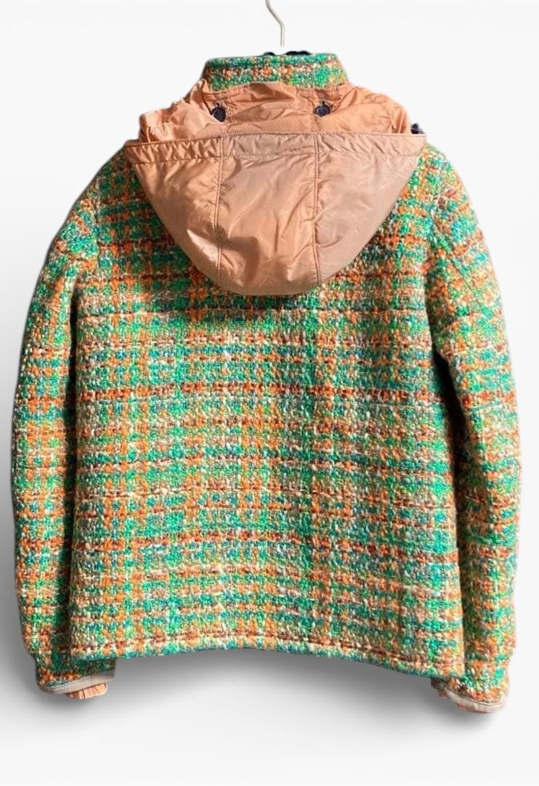 Prada Prada 2000s Sport Line Tweed Green Orange Wool Hooded Jacket Size M / US 6-8 / IT 42-44 - 2 Thumbnail