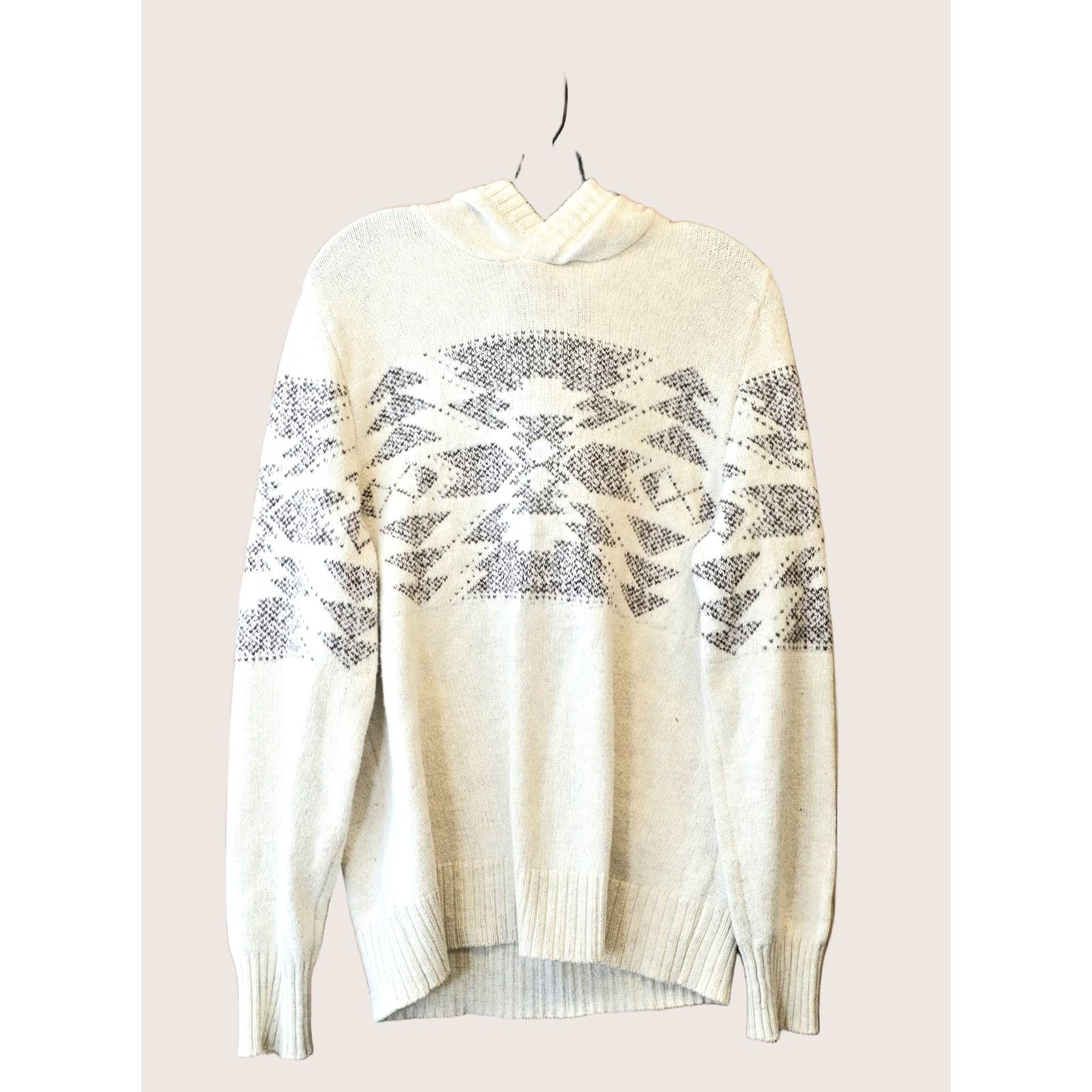 American Eagle Outfitters American Eagle Outfitters Sweater - Men’s Beige Aztec Knit Hooded - Size S Size US S / EU 44-46 / 1 - 1 Thumbnail