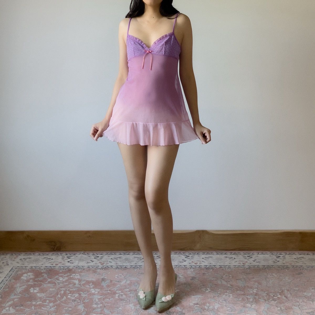 Victoria's Secret Victoria’s Secret Purple Pink Mesh Slip Dress (M–L) Size L / US 10 / IT 46 - 6 Thumbnail