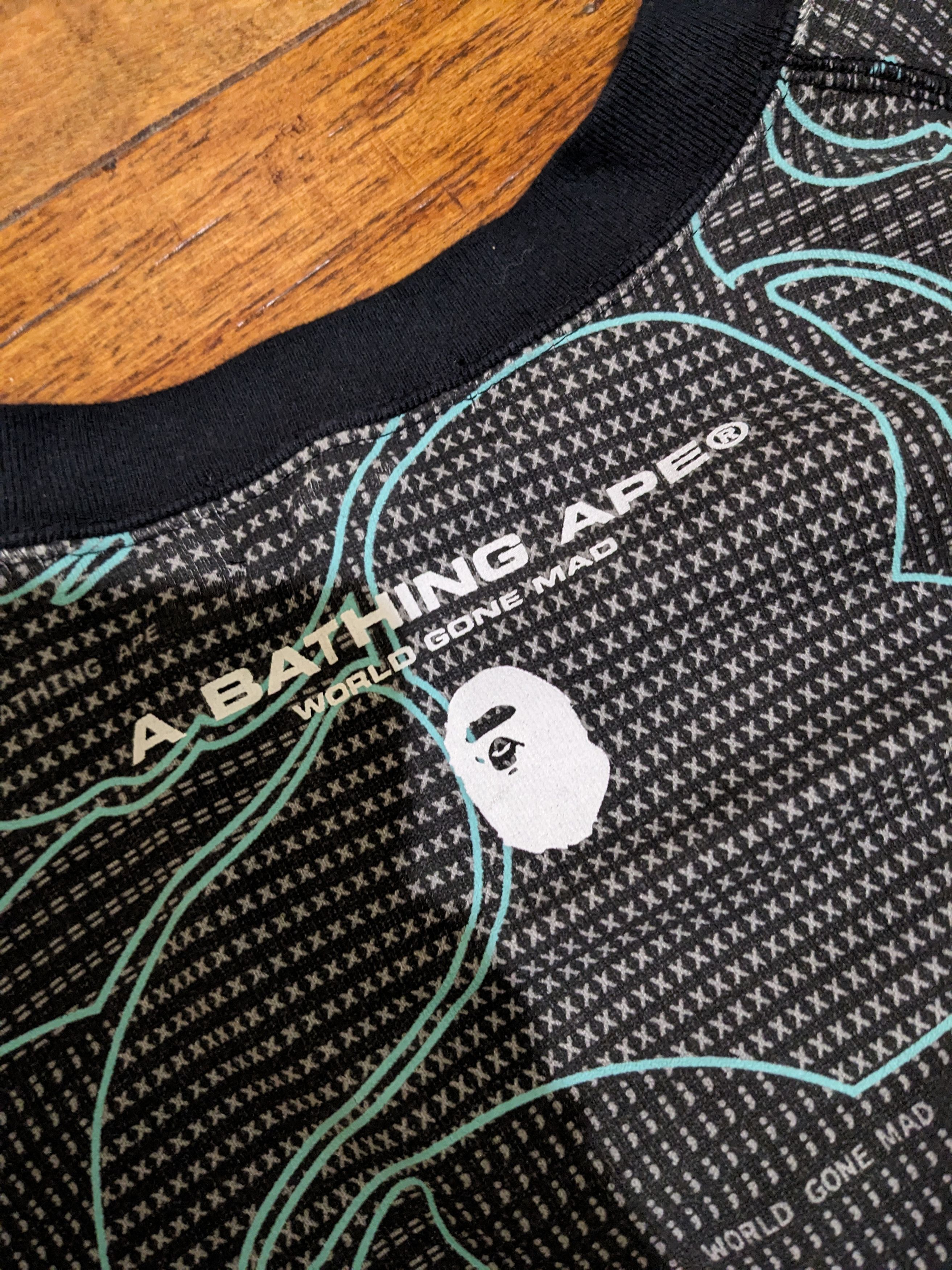 Bape BAPE Text Code Camo Crewneck – Black / Green Glow (SS22) Size US L / EU 52-54 / 3 - 4 Thumbnail