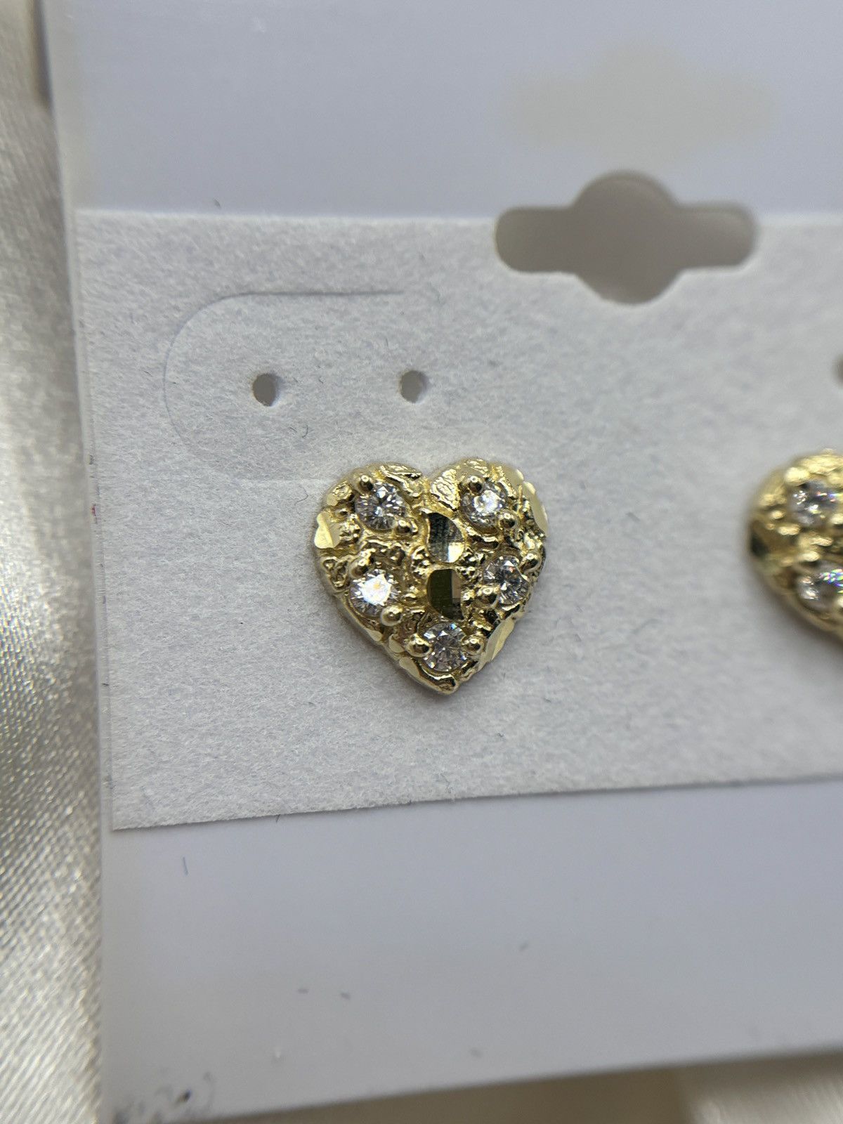 Other 10K Cz Heart Nugget Earrings Size ONE SIZE - 3 Thumbnail