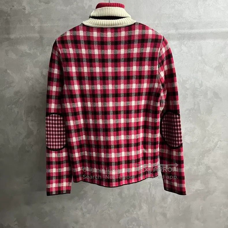 Other Fendi Red Solid Plaid High-neck Long-sleeve Knit Top Size XS / US 0-2 / IT 36-38 - 2 Thumbnail