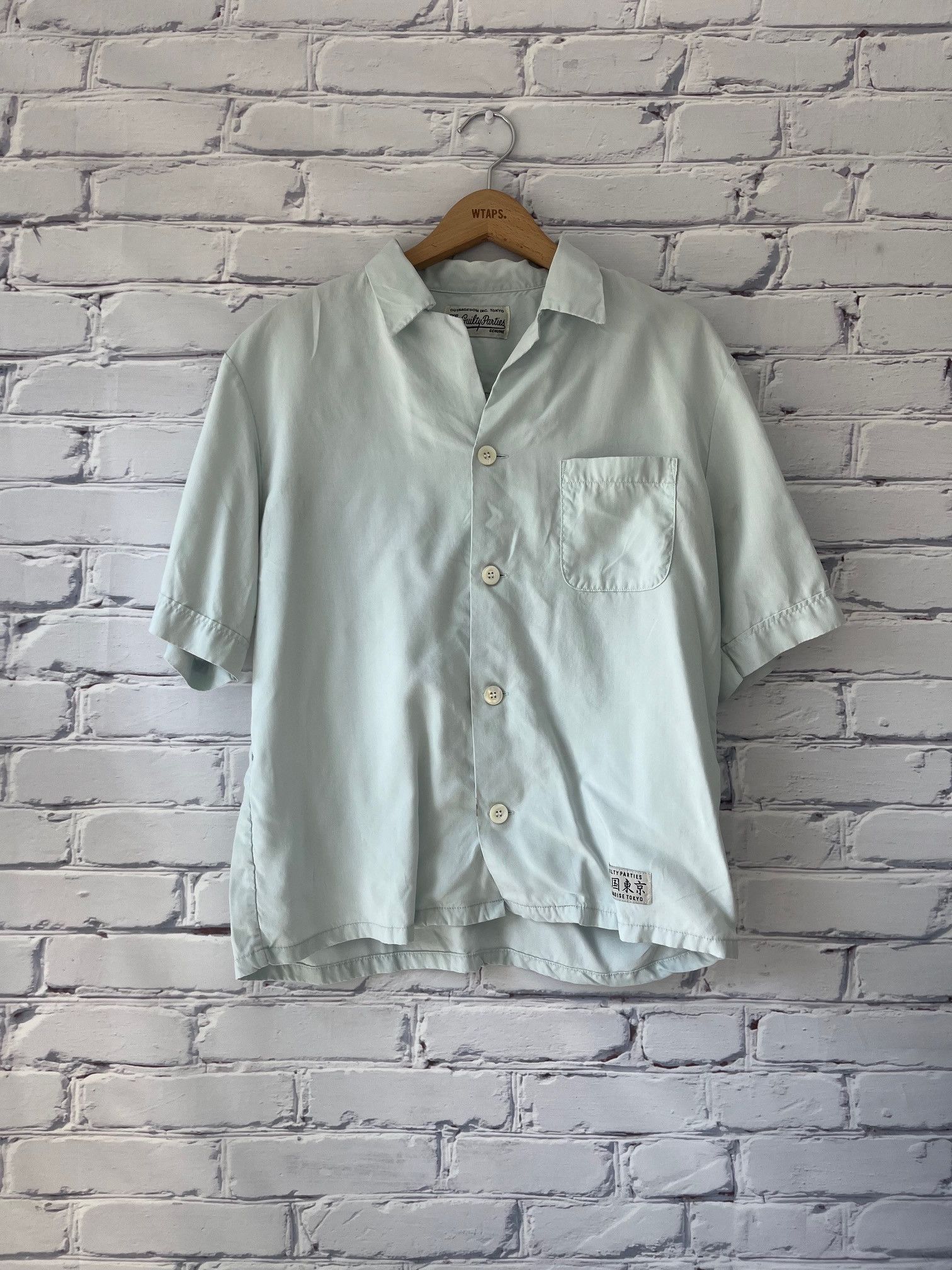 image of Wacko Maria Baby Blue 50's Open Collar Shirt, Men's (Size Medium)