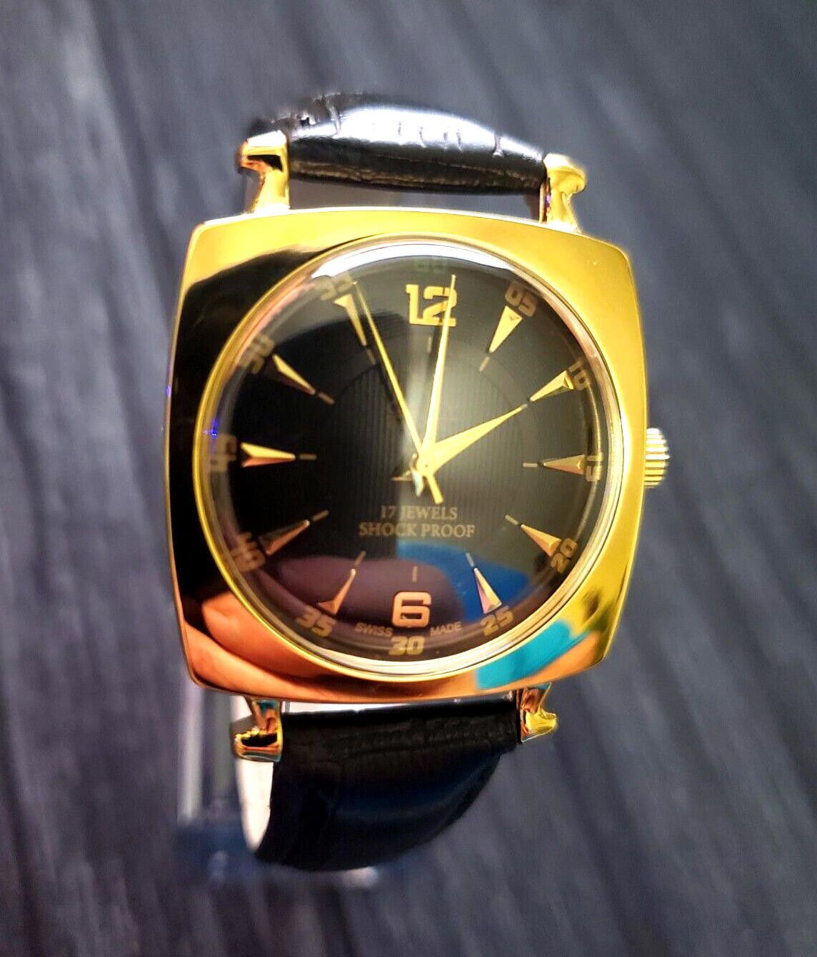image of Designer Camy Geneve Mechanical Swiss Watch Serviced Gld-Blk-Blk in Gold, Men's