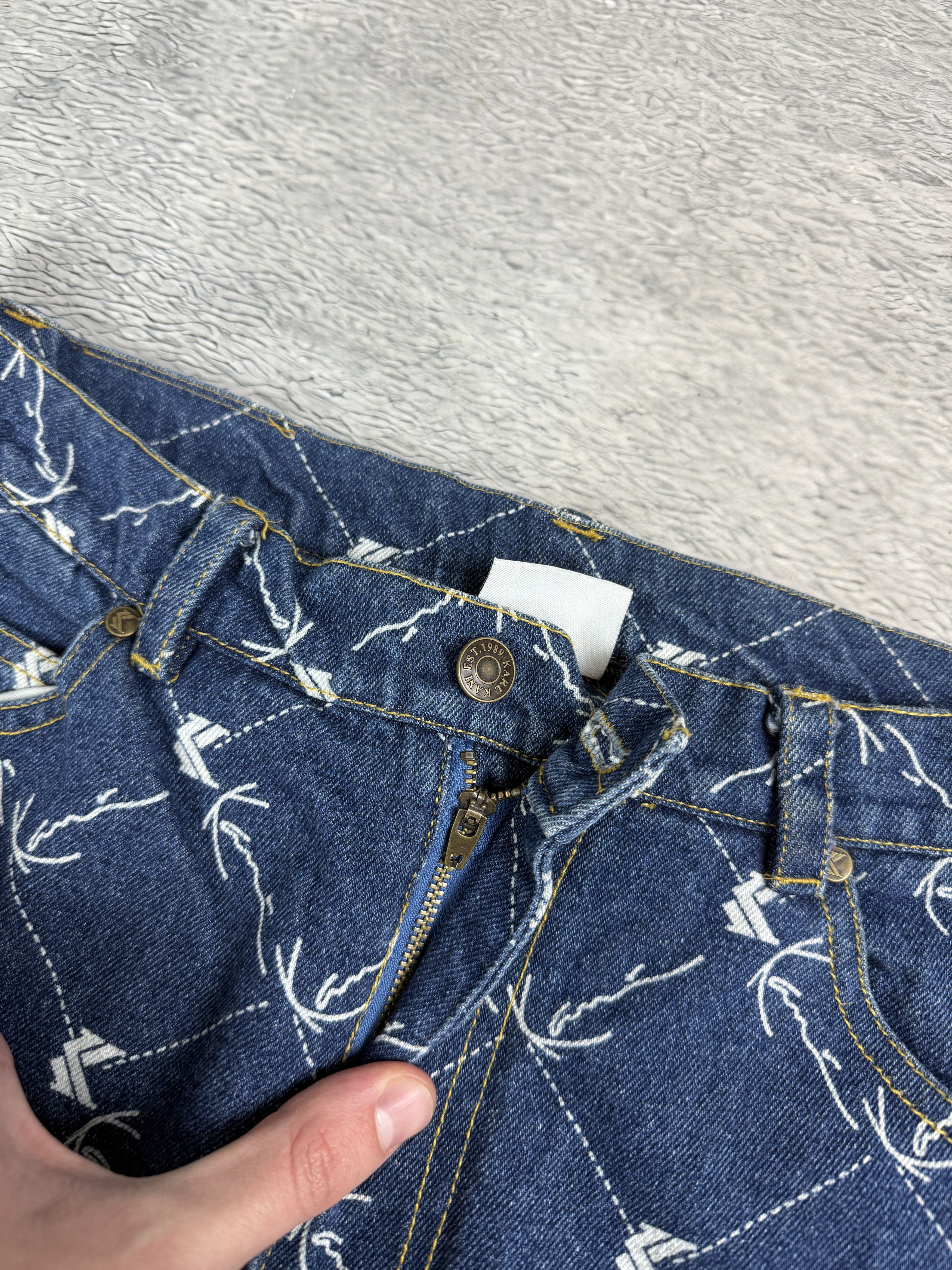 JNCO × Karl Kani Karl Kani Carpenter Monogram Jeans Workwear AOP Baggy Size US 32 / EU 48 - 10 Thumbnail