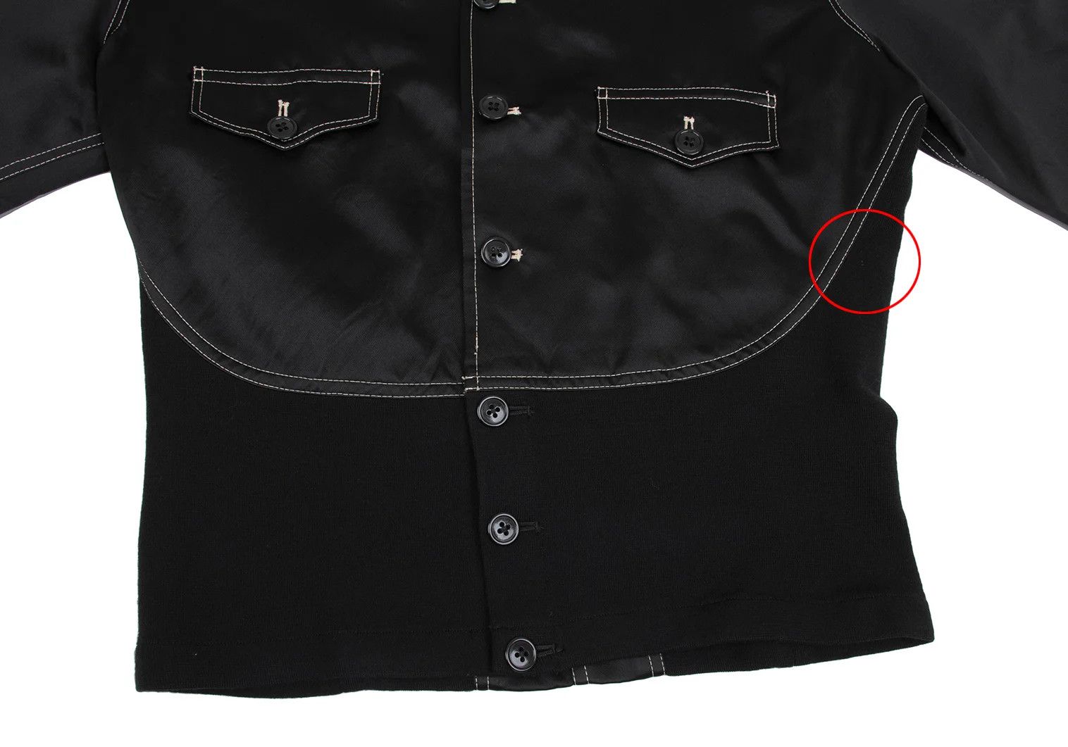 Yohji Yamamoto Yohji Yamamoto Knit Panel Glossy Shirt Jacket Size US M / EU 48-50 / 2 - 9 Thumbnail
