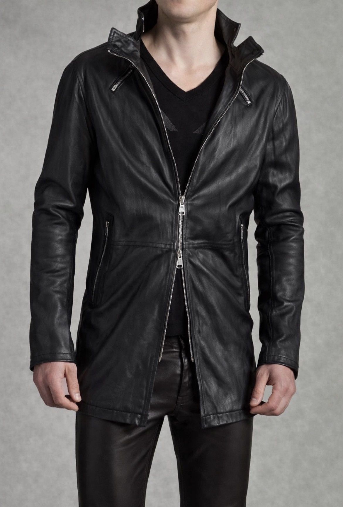 John Varvatos Leather Coat Jacket EU 48 USA 38 Size US M / EU 48-50 / 2 - 1 Thumbnail